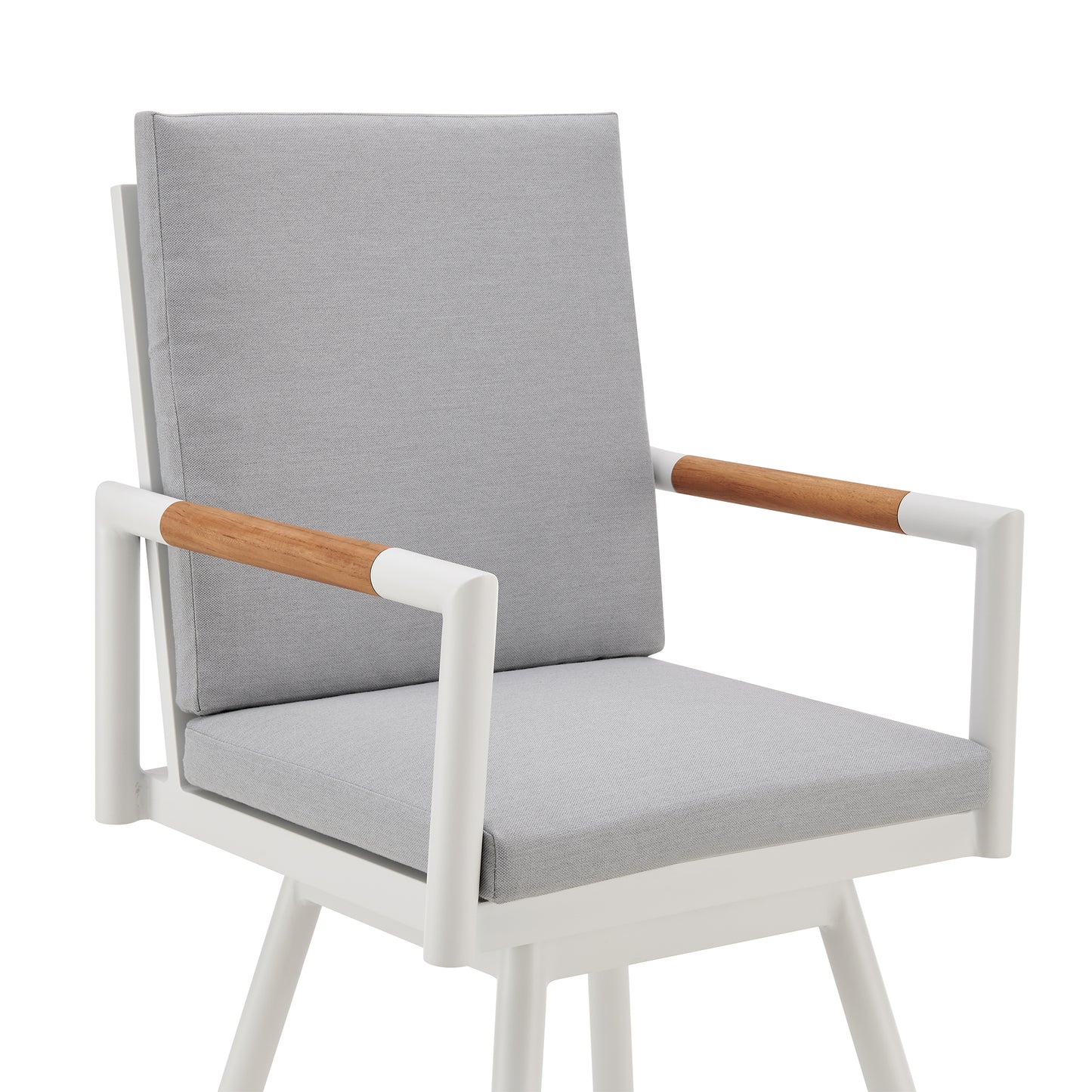 Crown Outdoor Patio Swivel Stool in Aluminum with Rope and Cushions