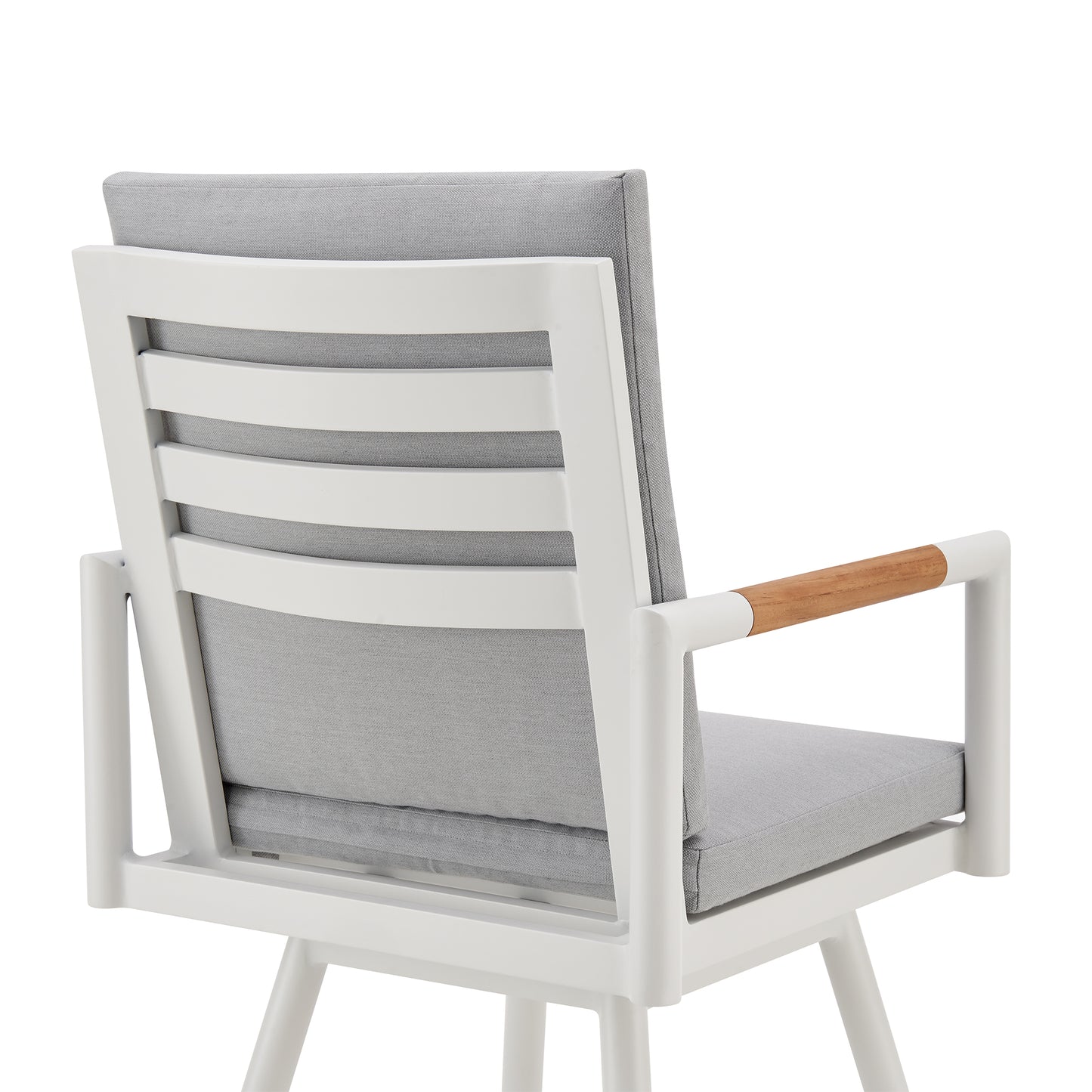 Crown Outdoor Patio Swivel Stool in Aluminum with Rope and Cushions