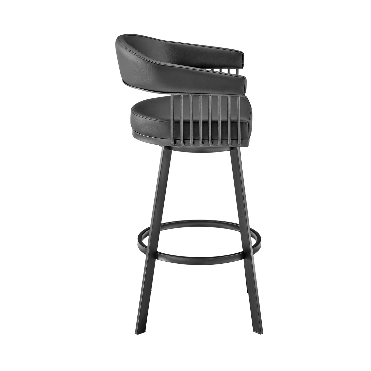 Chelsea Swivel Bar Stool in Faux Leather and Metal Finish