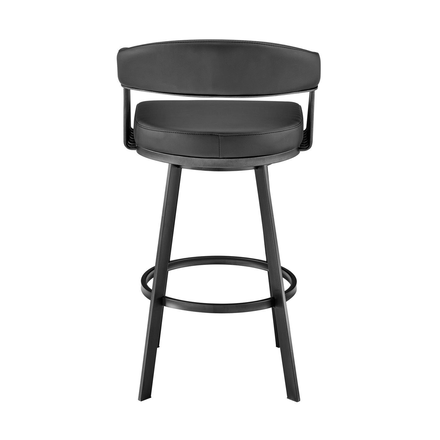 Chelsea Swivel Bar Stool in Faux Leather and Metal Finish