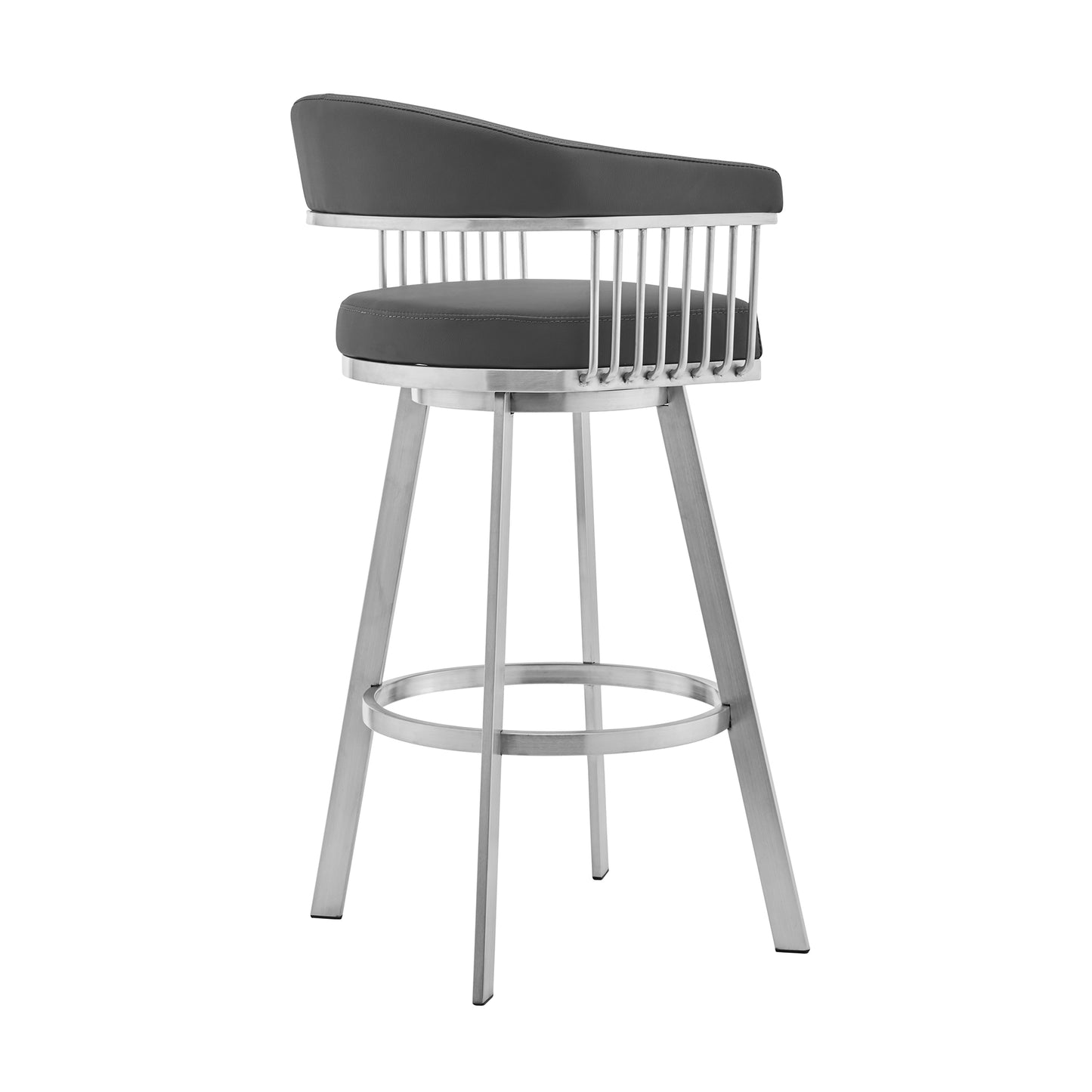 Chelsea Swivel Bar Stool in Faux Leather and Metal Finish
