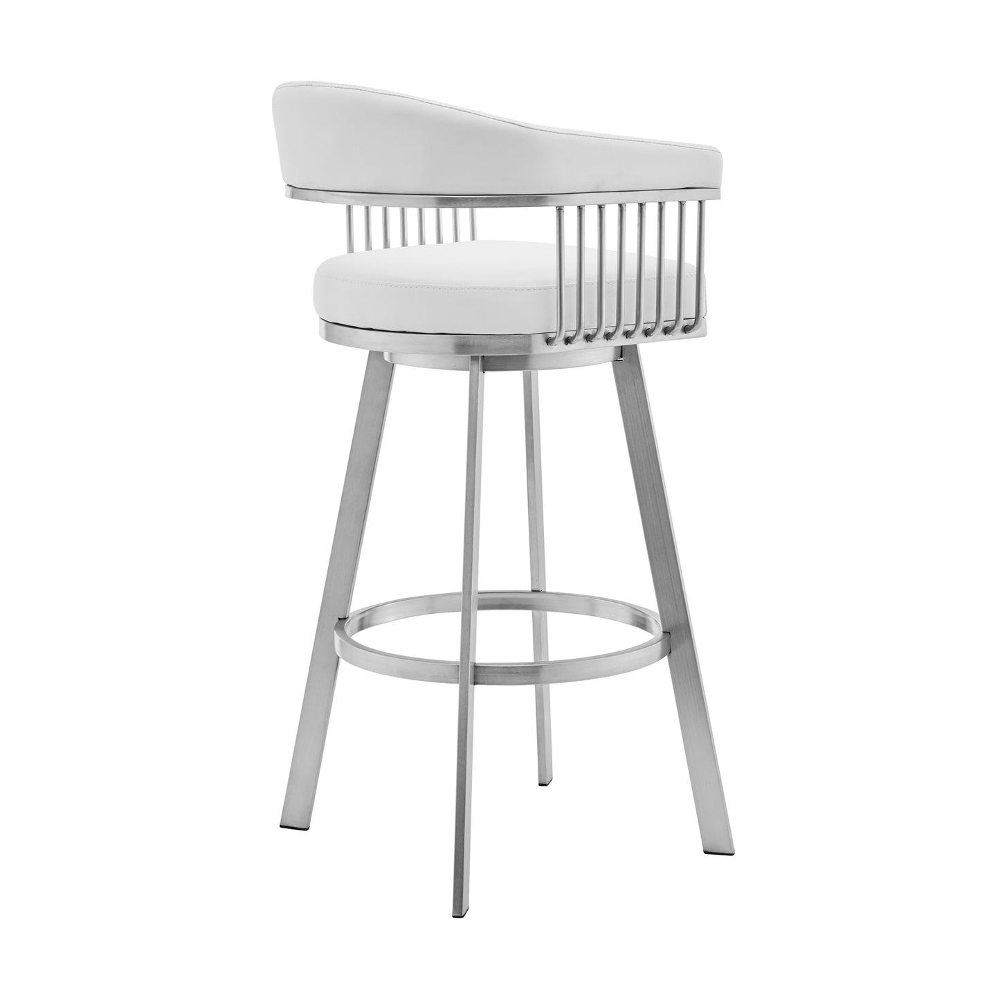Chelsea Swivel Bar Stool in Faux Leather and Metal Finish