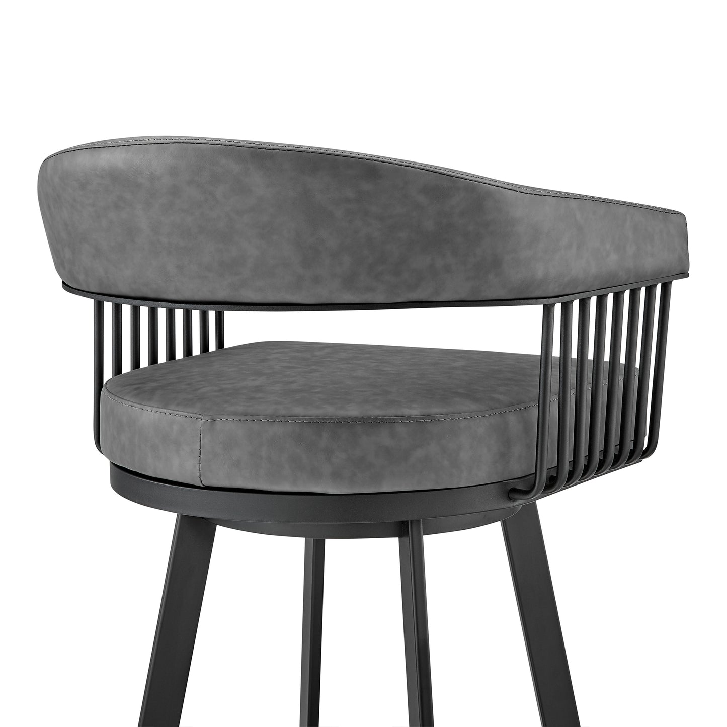 Chelsea Swivel Bar Stool in Faux Leather and Metal Finish