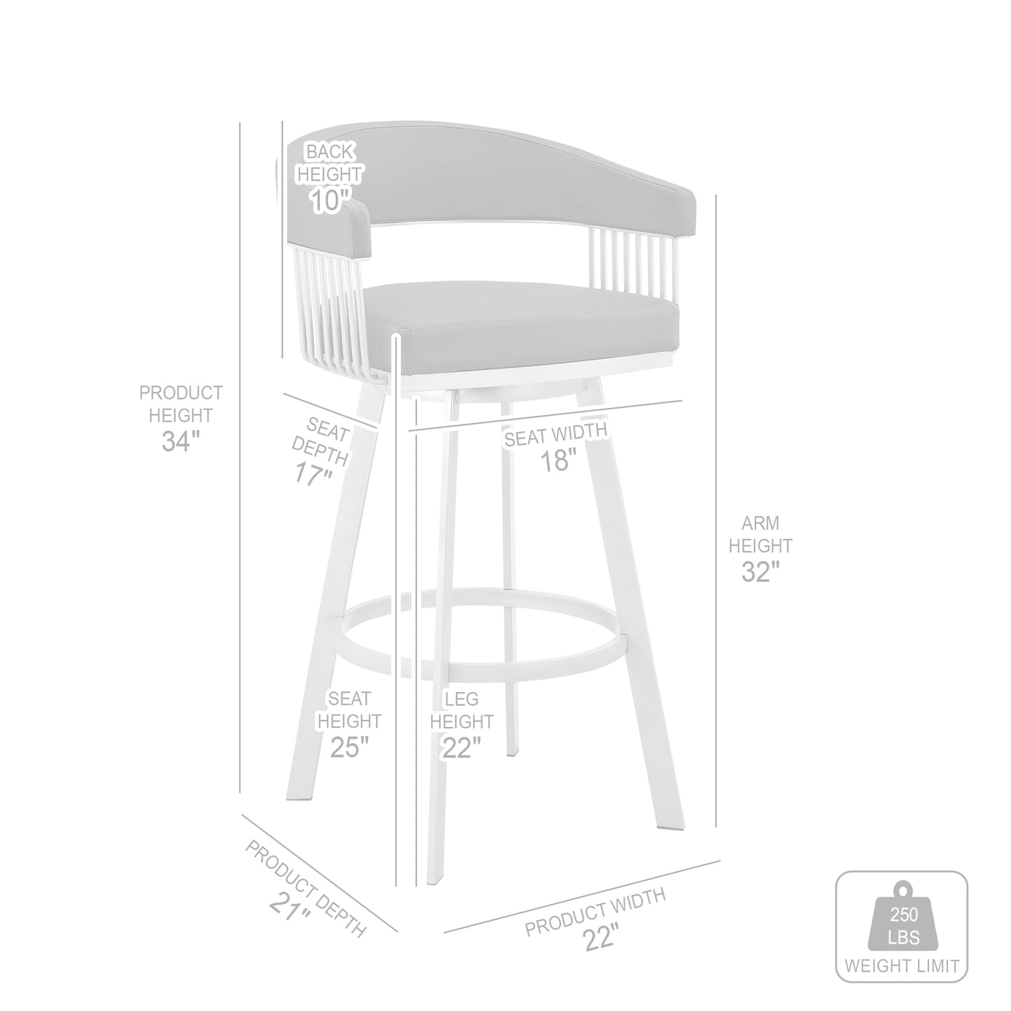 Chelsea Swivel Bar Stool in Faux Leather and Metal Finish
