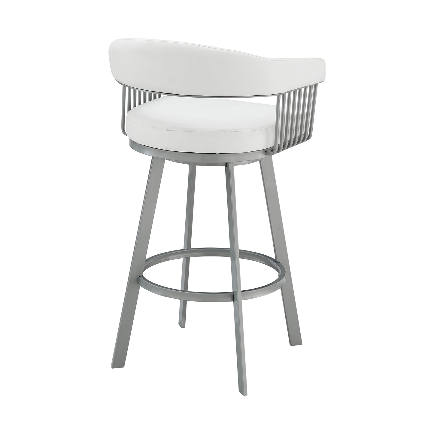 Chelsea Swivel Bar Stool in Faux Leather and Metal Finish