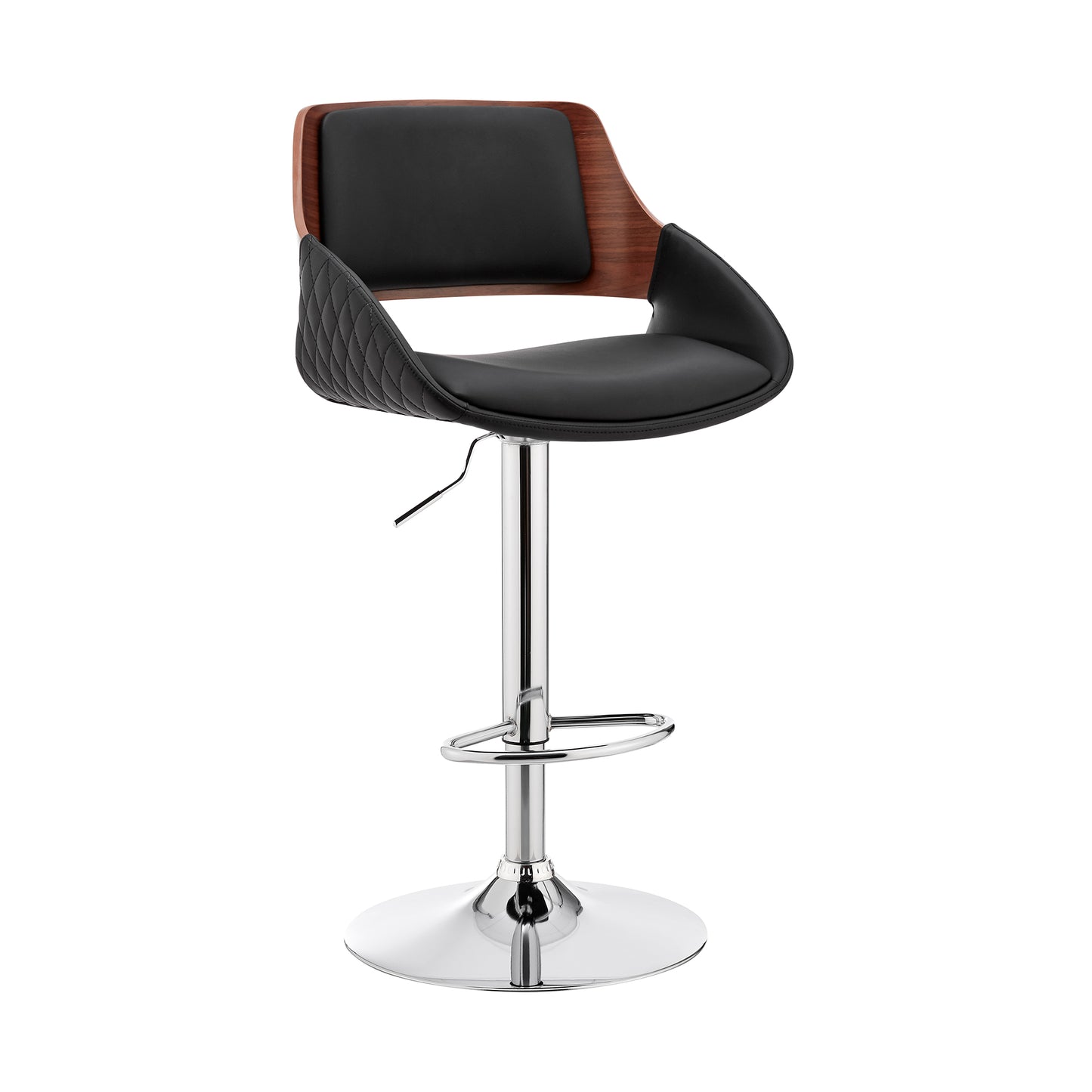 Colby Adjustable Faux Leather and Chrome Finish Bar Stool