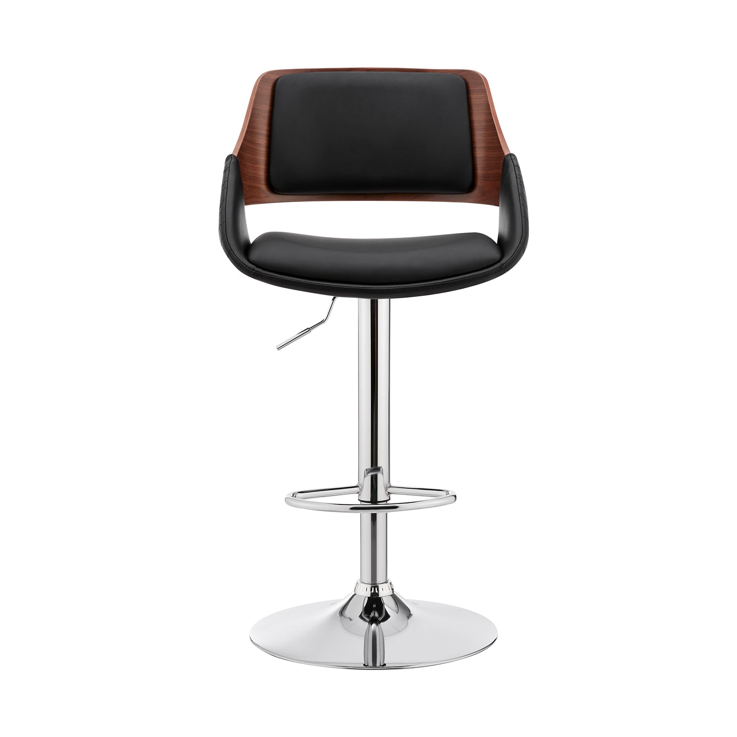 Colby Adjustable Faux Leather and Chrome Finish Bar Stool