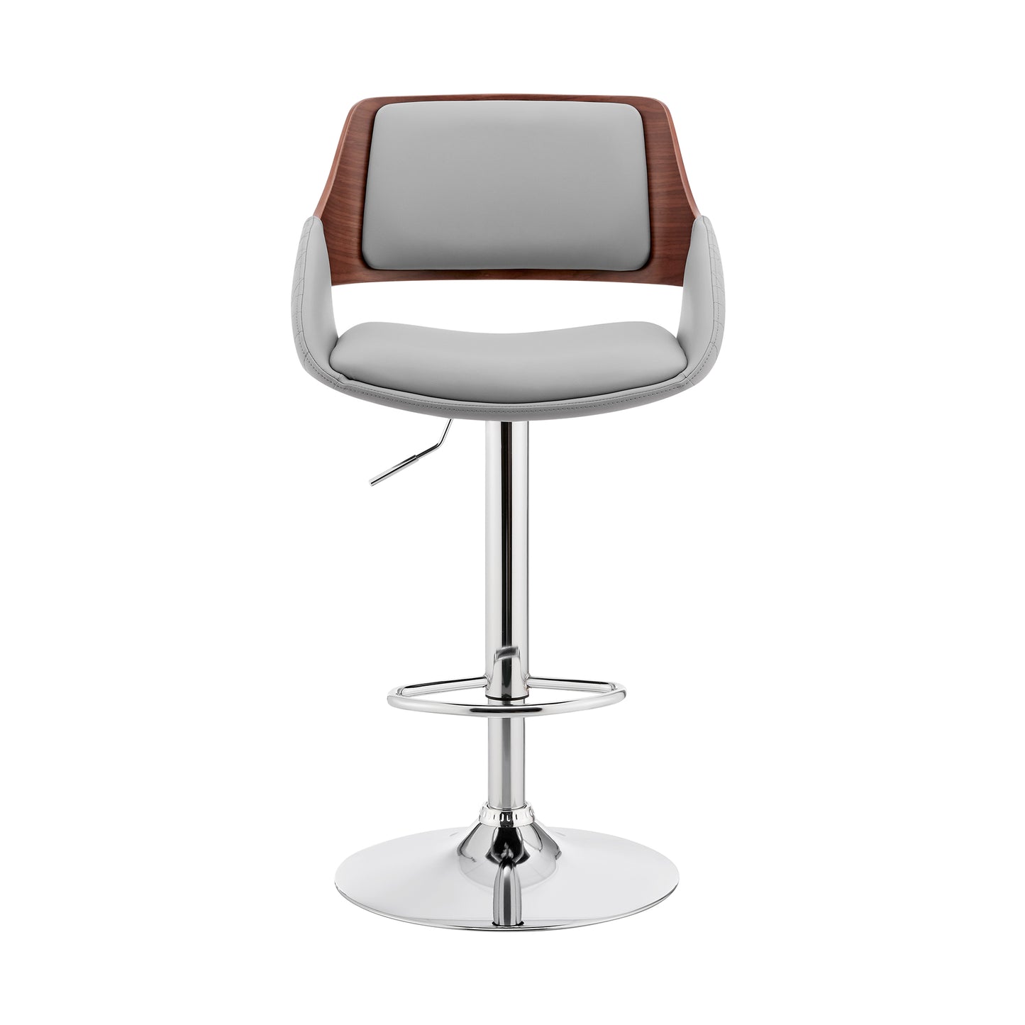 Colby Adjustable Faux Leather and Chrome Finish Bar Stool