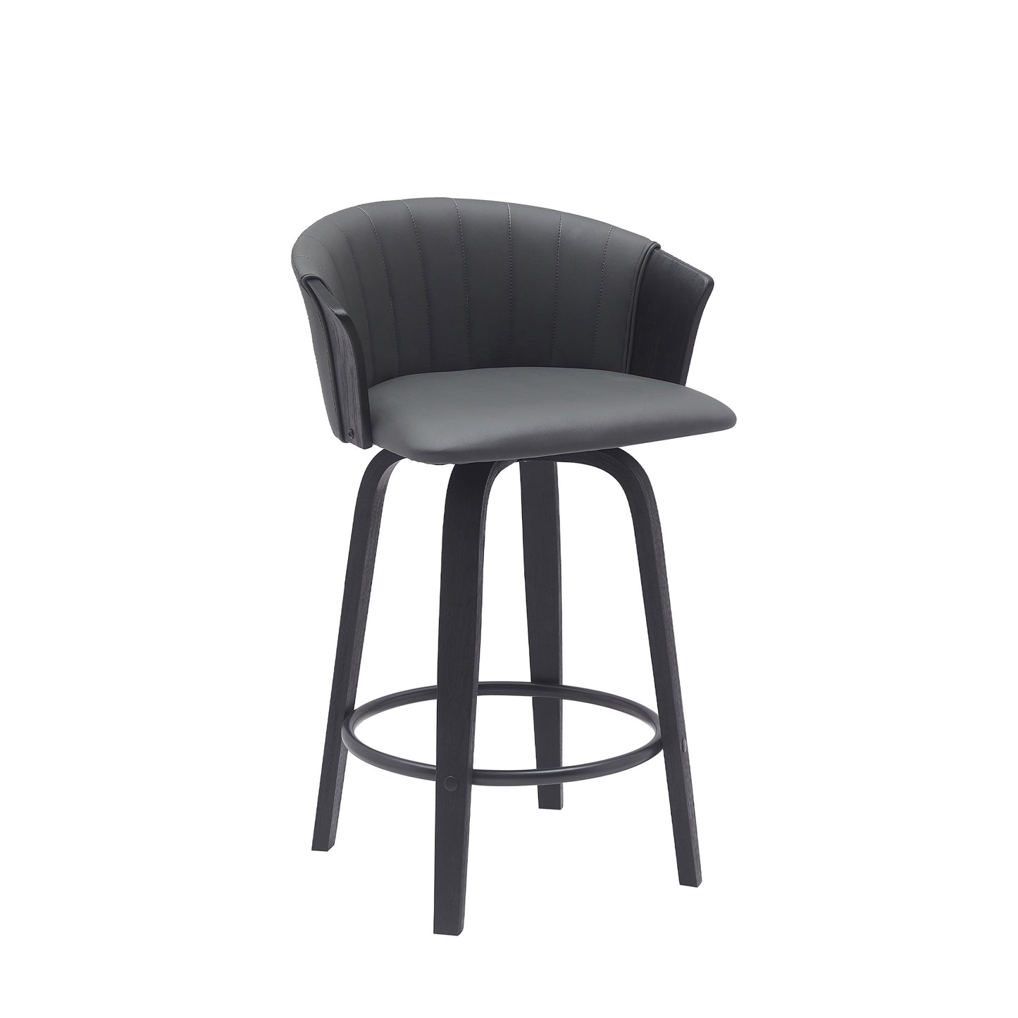 Diana Swivel Wood Counter and Bar Stool in Various Fabrics and Finishes