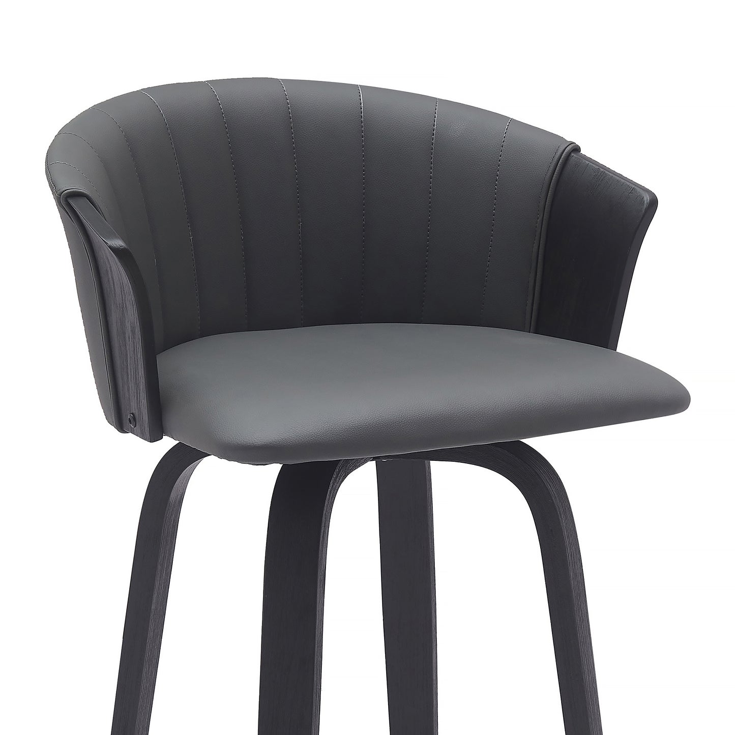 Diana Swivel Wood Counter and Bar Stool in Various Fabrics and Finishes