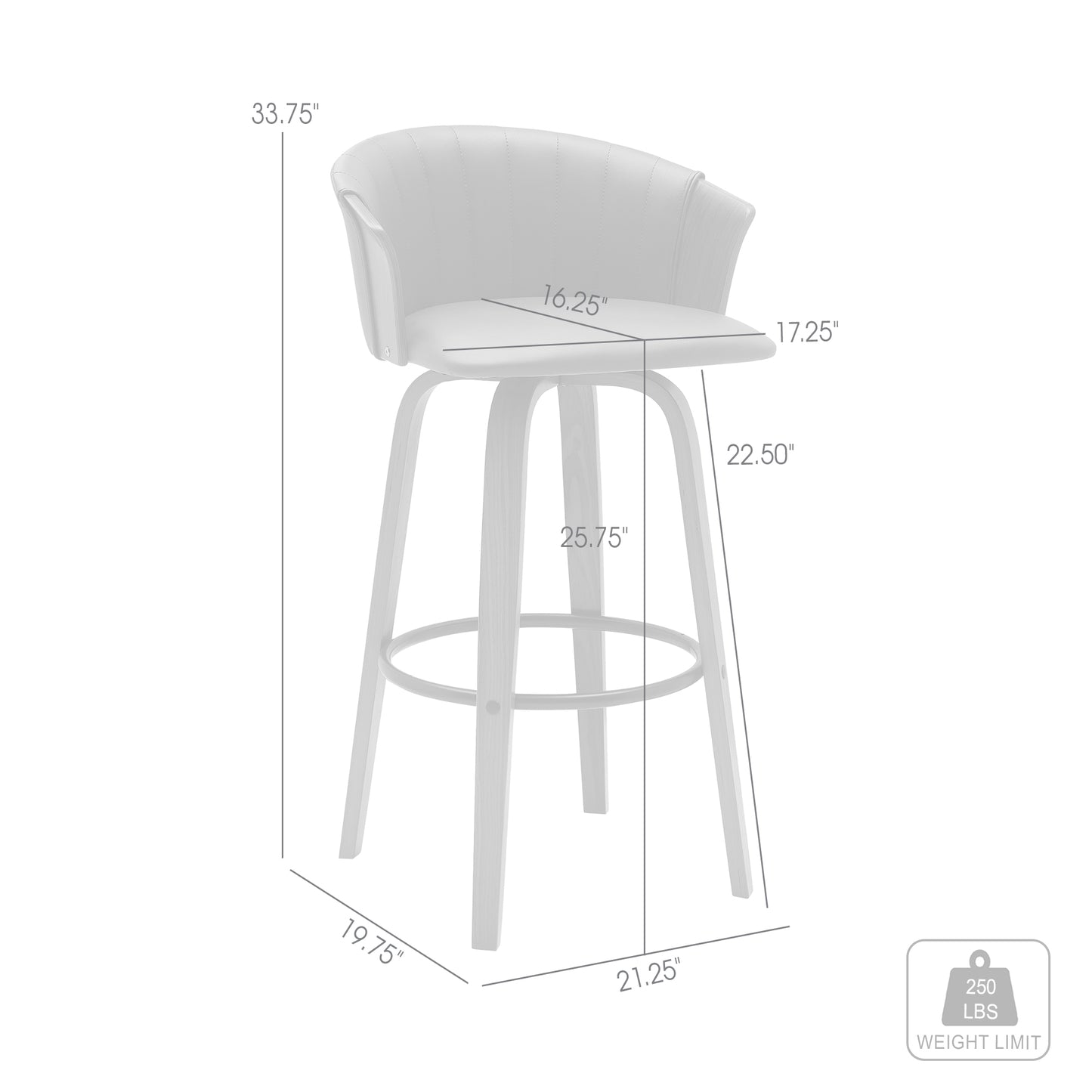 Diana 26" Swivel Walnut Wood Counter Stool in Black Faux Leather