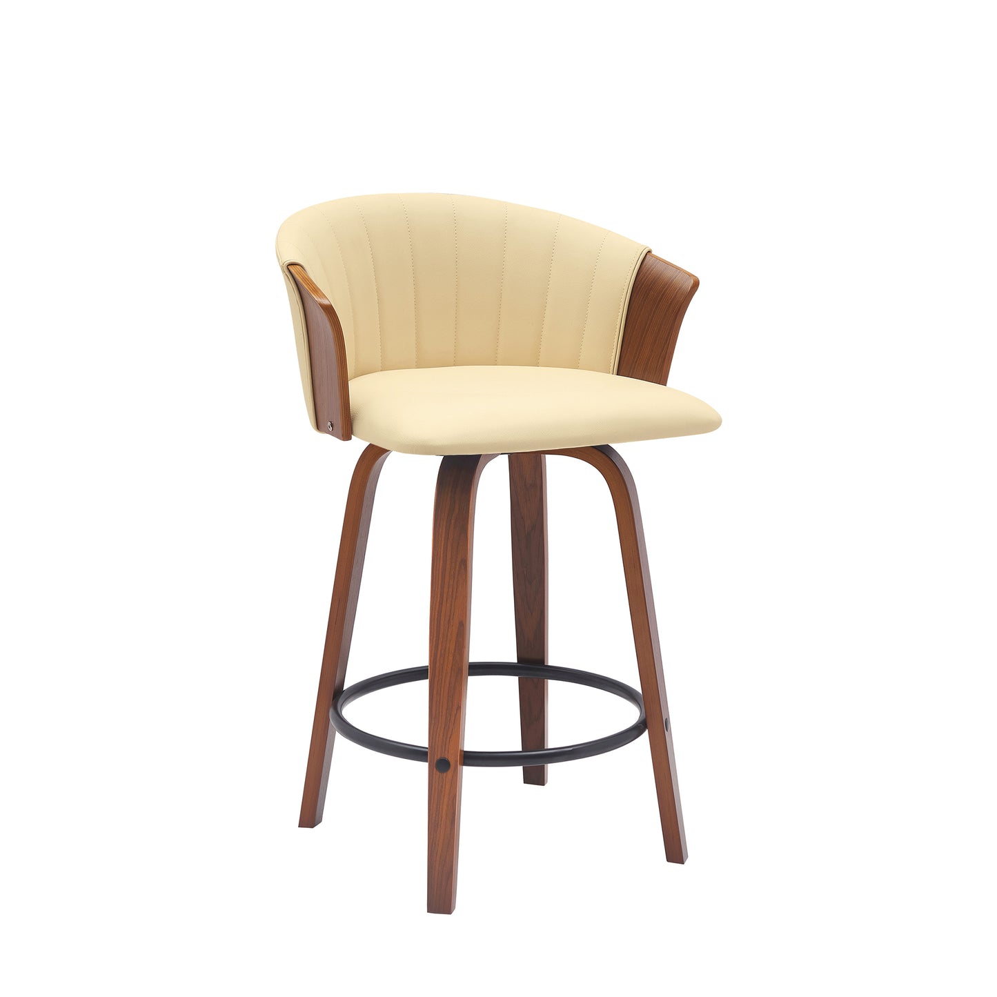 Diana Swivel Wood Counter and Bar Stool in Various Fabrics and Finishes