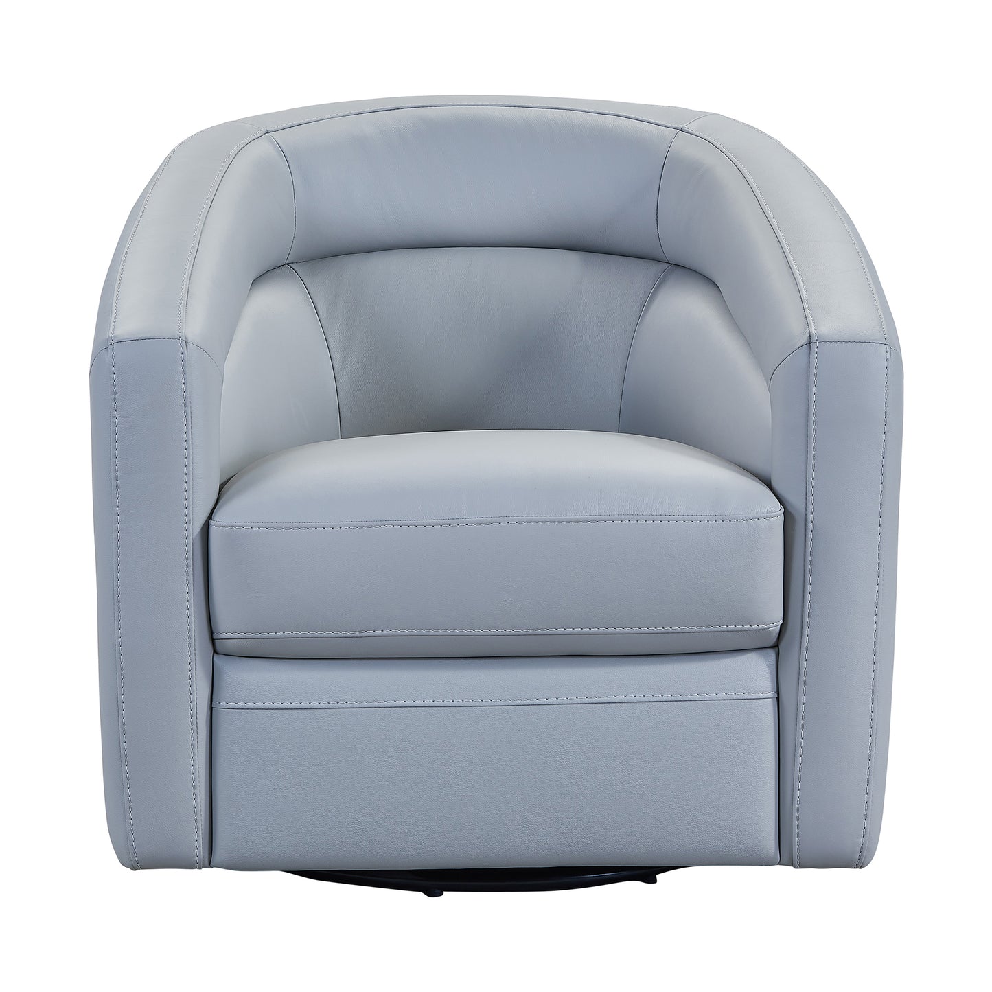 Desi Contemporary Swivel Accent Chair in Dove Gray Genuine Leather