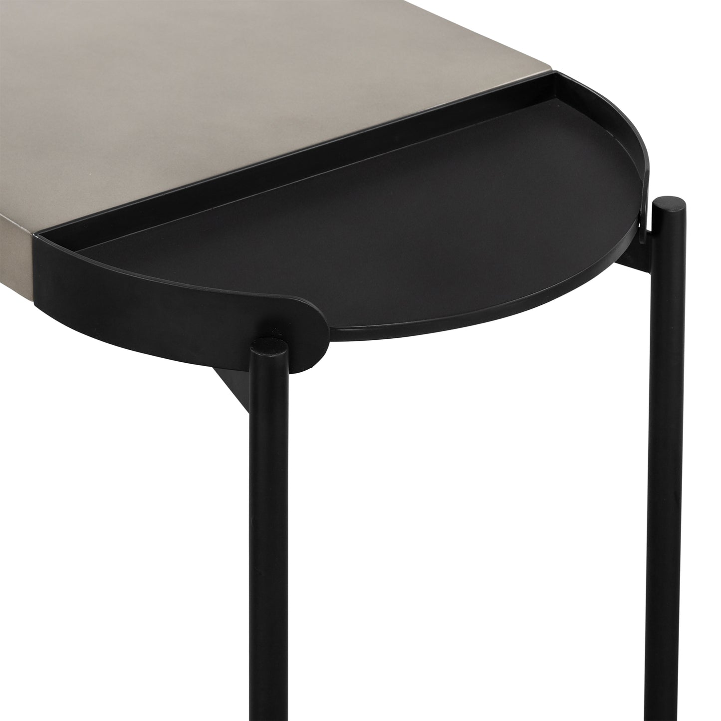 Dua Concrete and Black Metal Modern Console Table