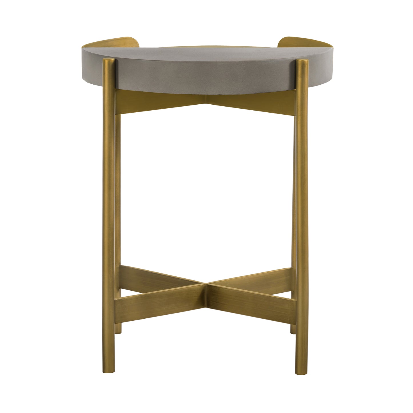 Dua Gray Concrete End Table with Antique Brass