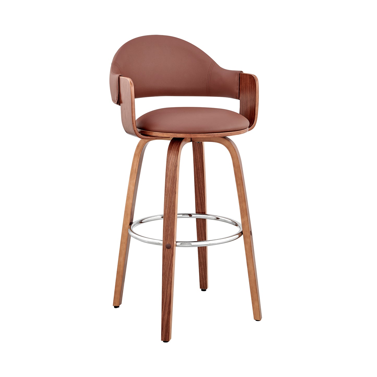 Daxton Faux Leather and Wood Bar Stool in Various Heights and Finishes