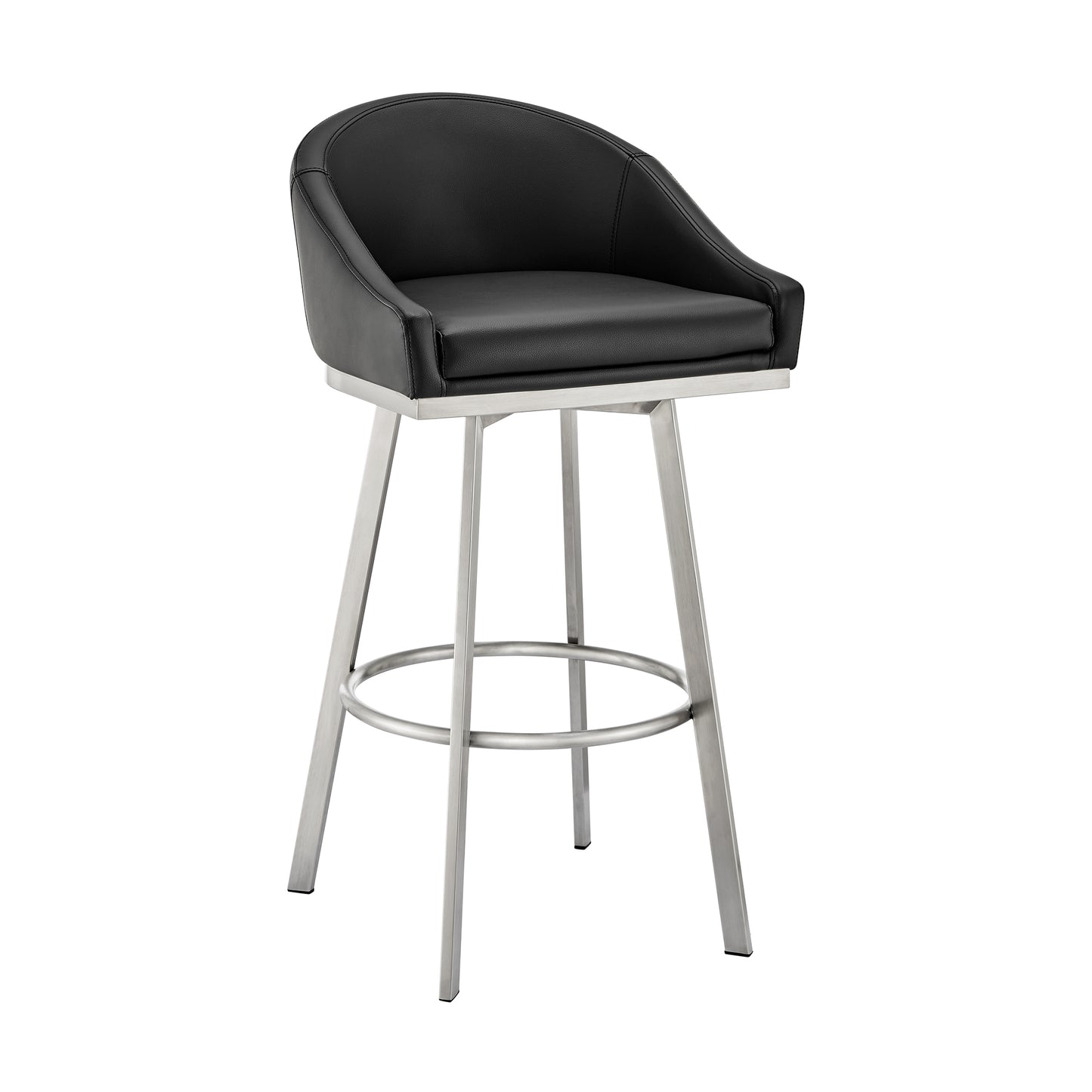 Eleanor Swivel Stool in Brushed Stainless Steel and Faux Leather Options