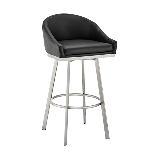 Eleanor Swivel Stool in Brushed Stainless Steel and Faux Leather Options