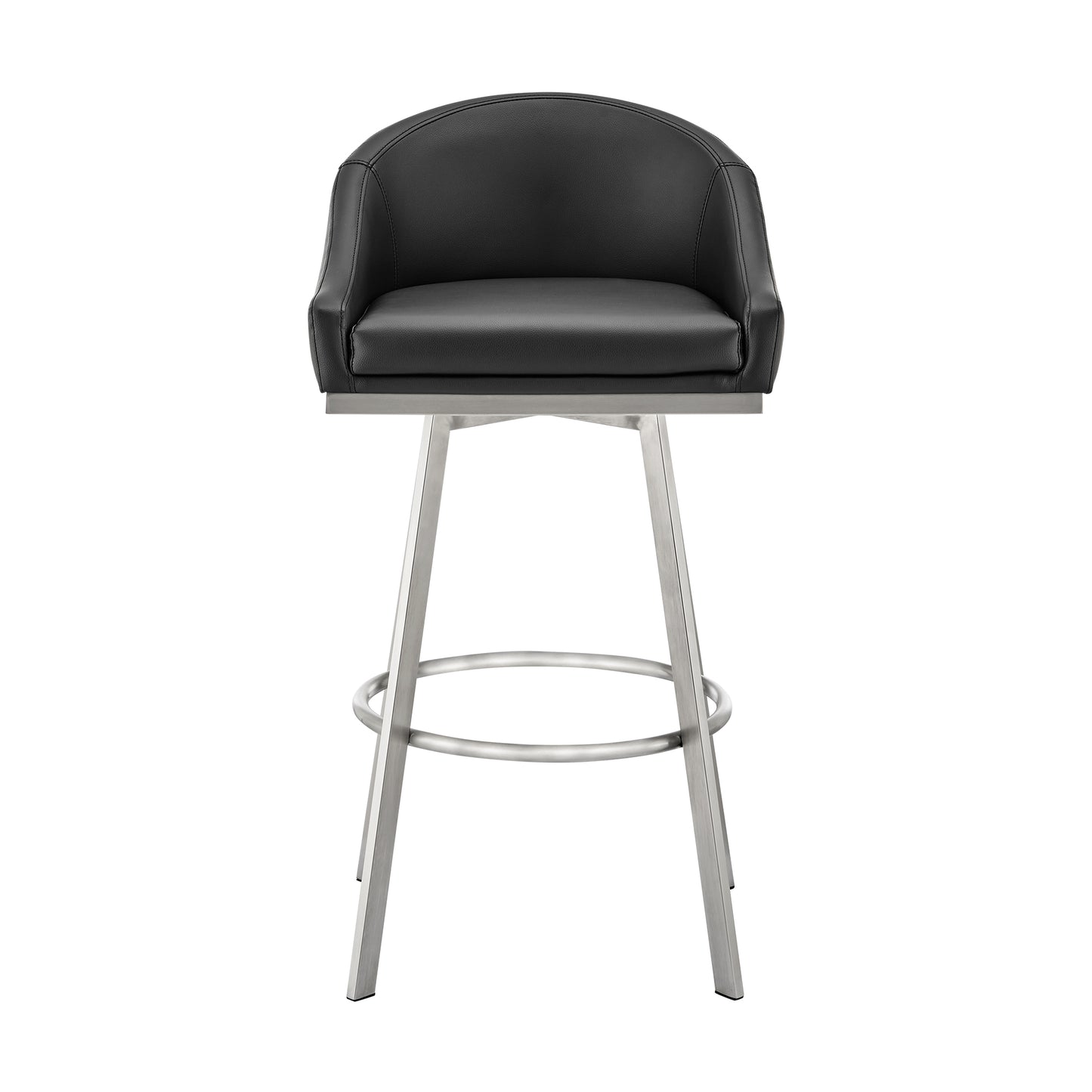 Eleanor Swivel Stool in Brushed Stainless Steel and Faux Leather Options