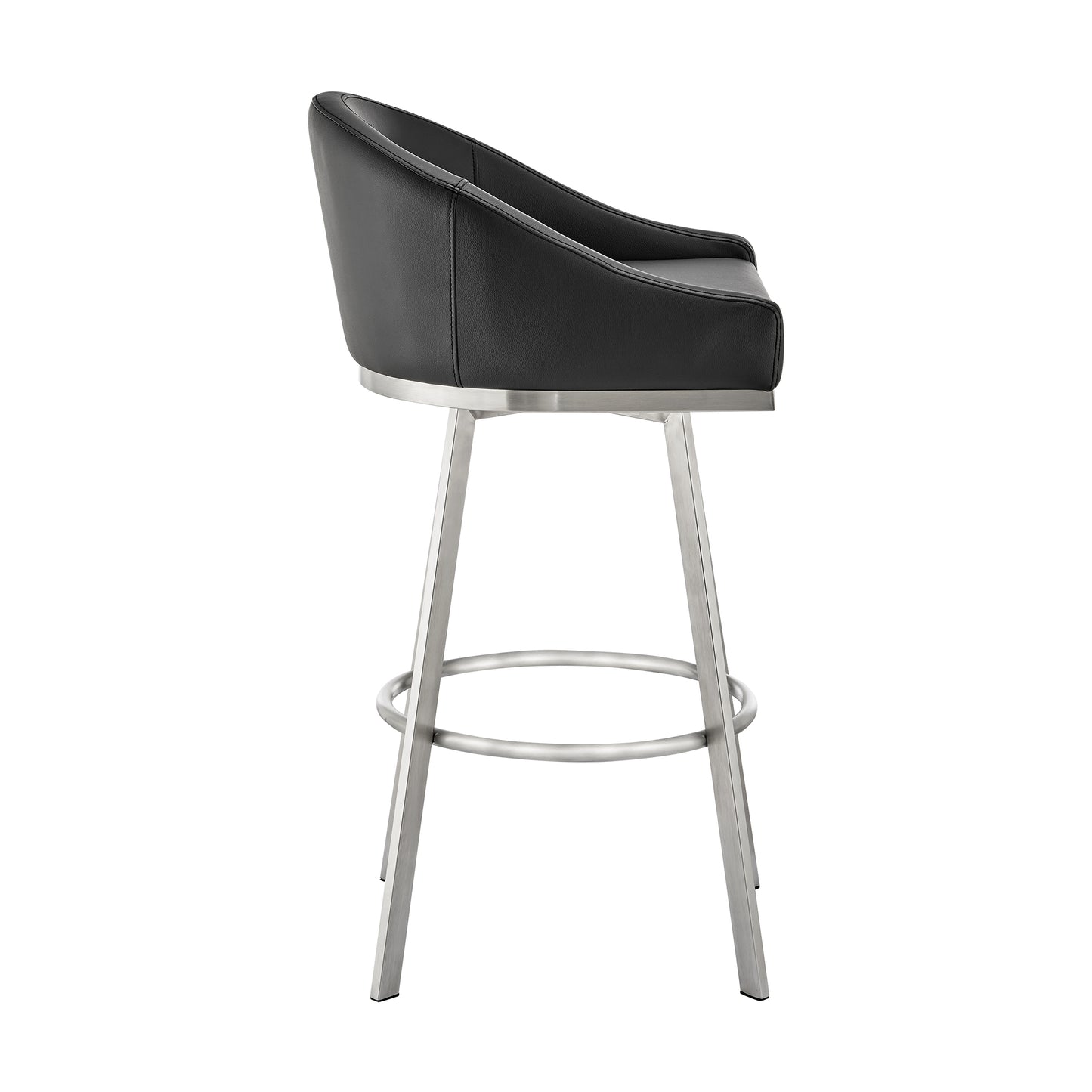 Eleanor Swivel Stool in Brushed Stainless Steel and Faux Leather Options