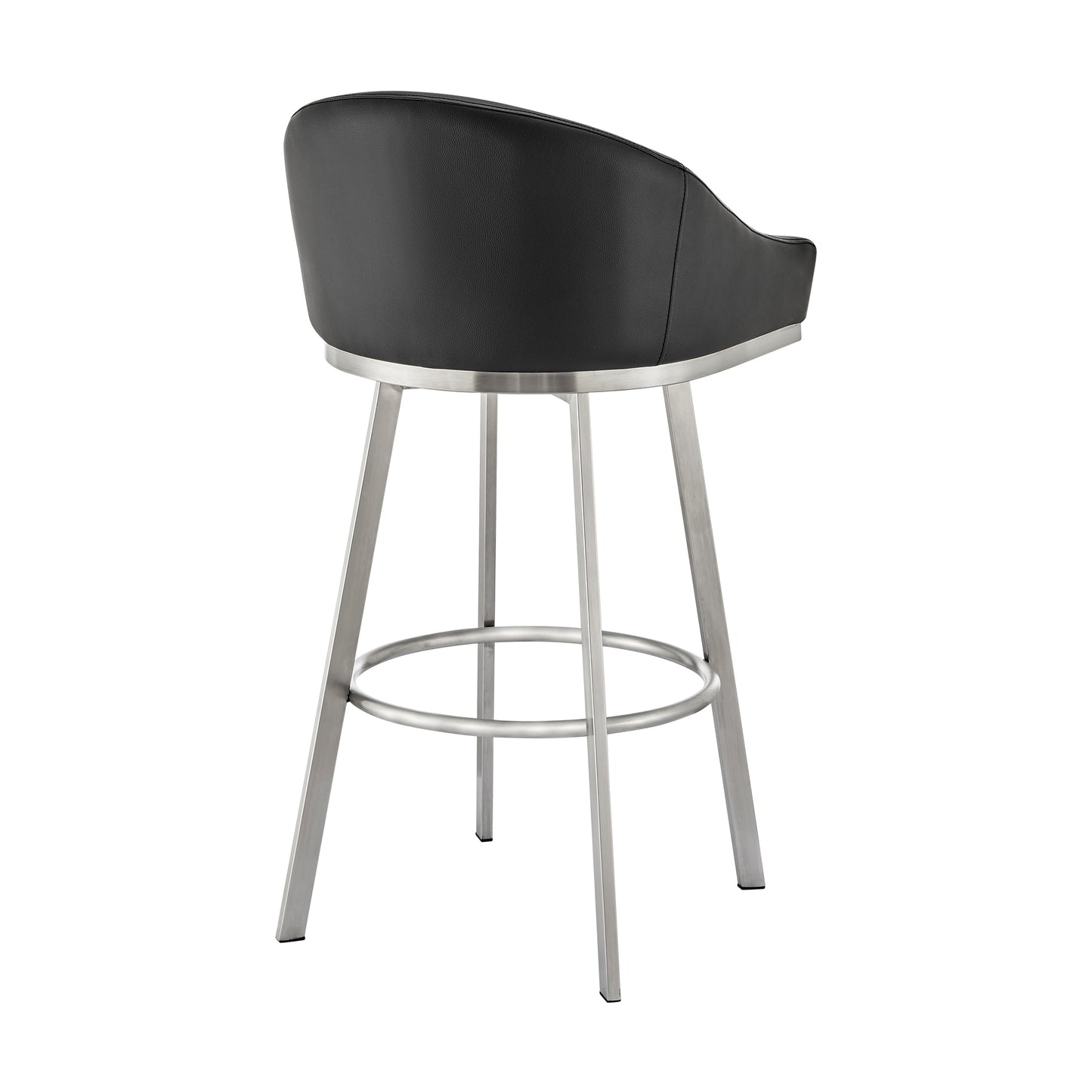 Eleanor Swivel Stool in Brushed Stainless Steel and Faux Leather Options