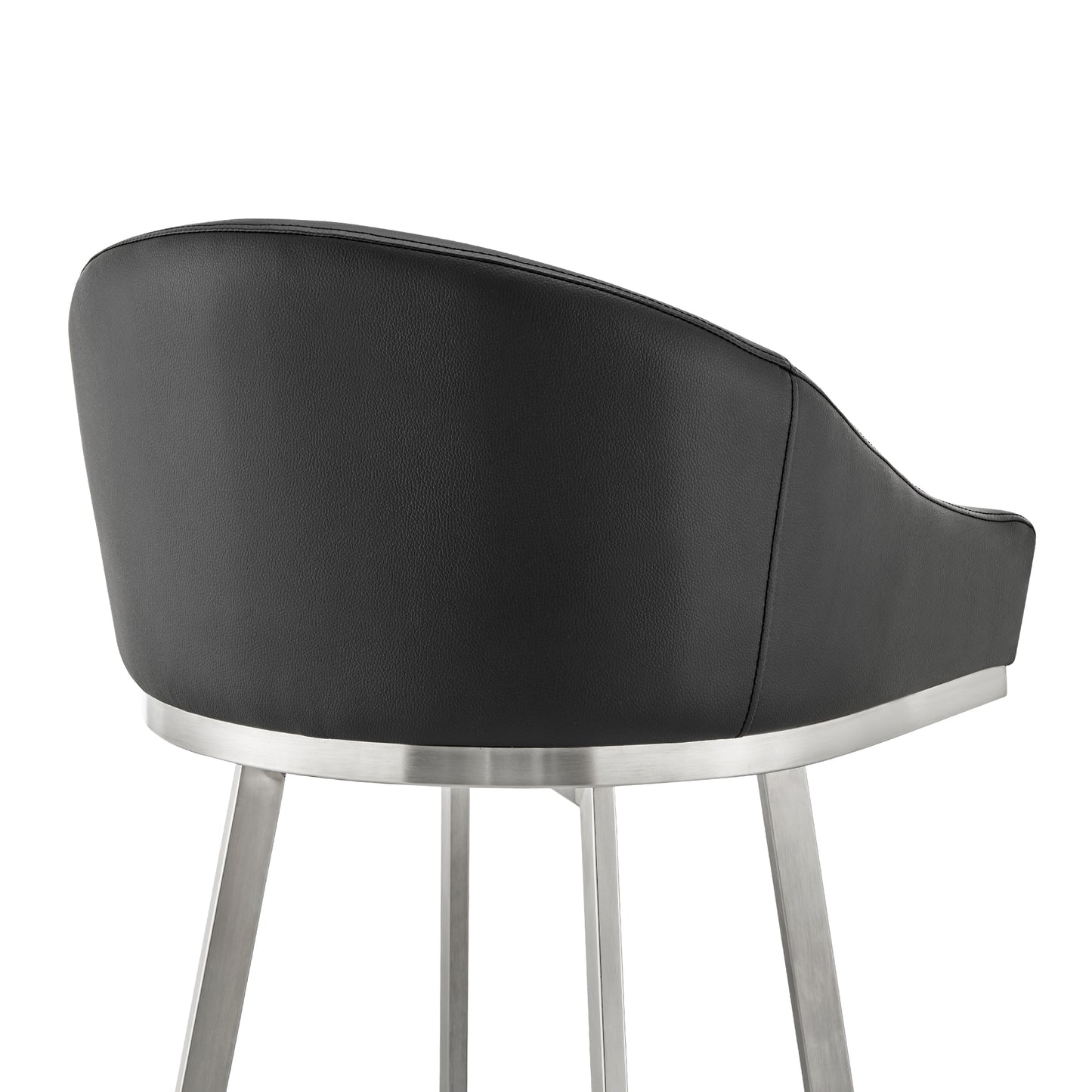Eleanor Swivel Stool in Brushed Stainless Steel and Faux Leather Options