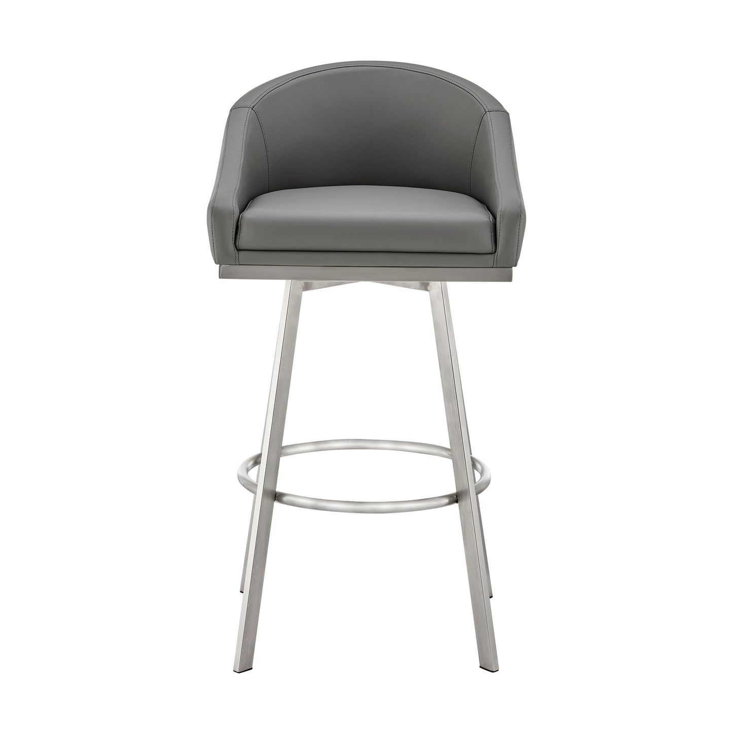 Eleanor Swivel Stool in Brushed Stainless Steel and Faux Leather Options