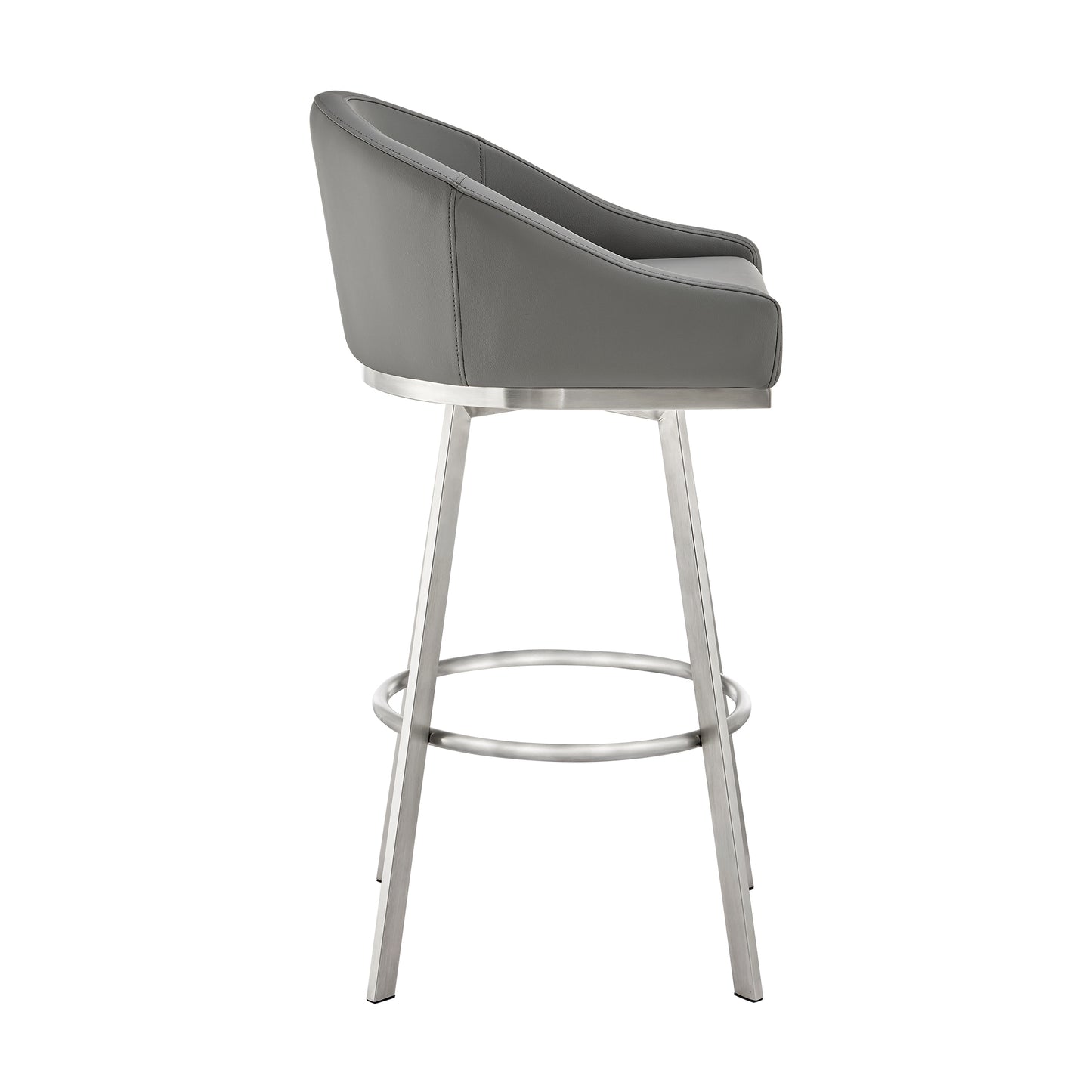 Eleanor Swivel Stool in Brushed Stainless Steel and Faux Leather Options