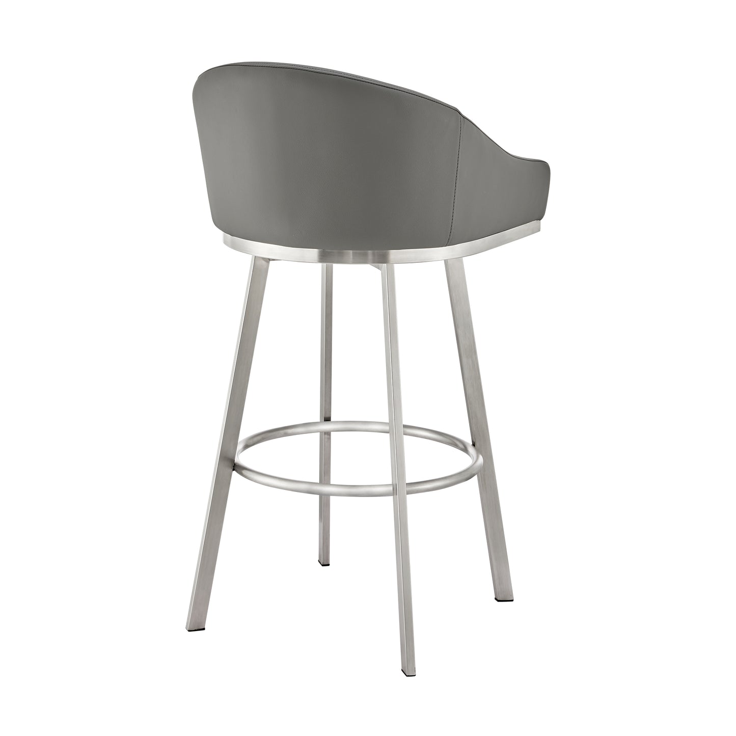 Eleanor 26" Swivel Counter Stool in Brushed Stainless Steel with Gray Faux Leather