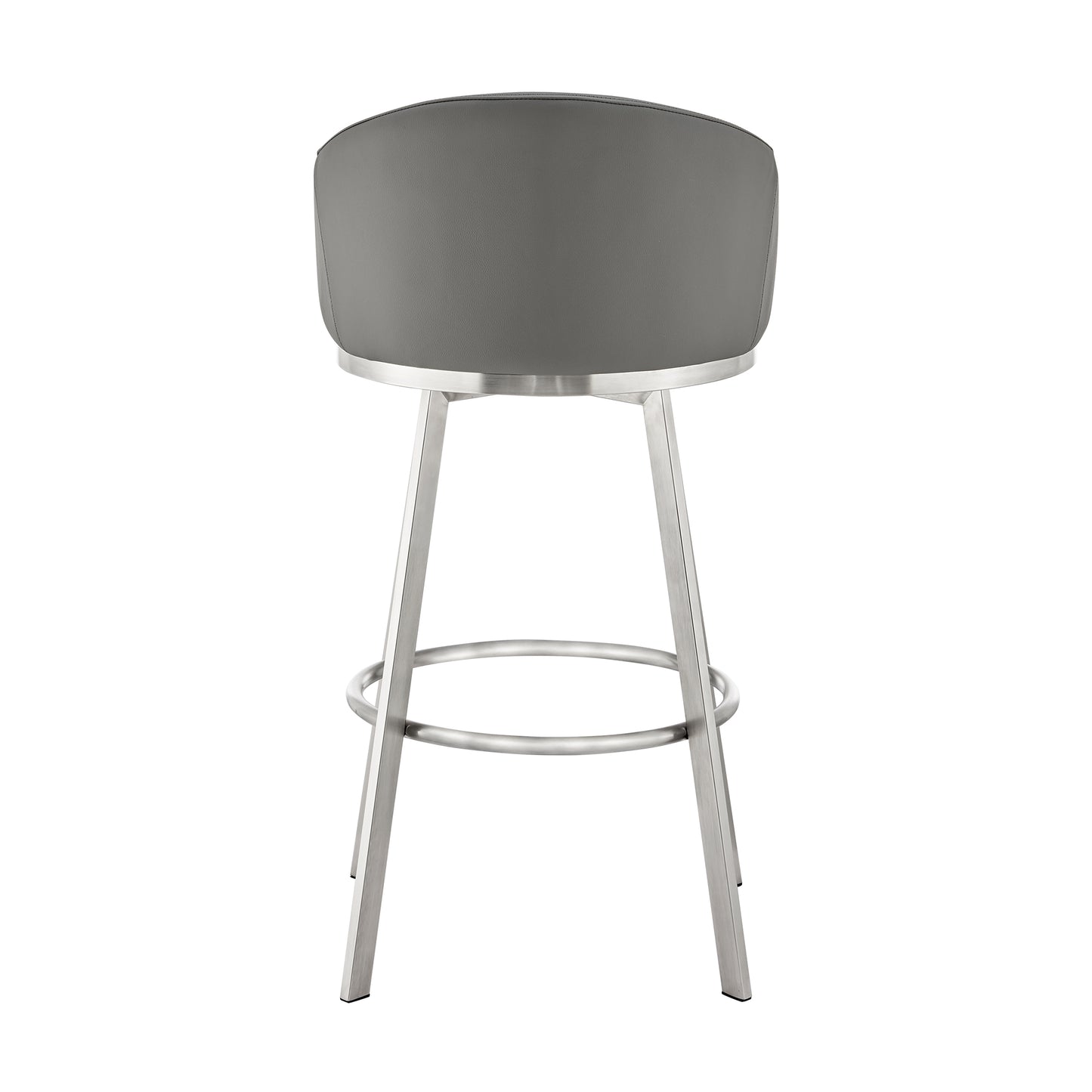 Eleanor 26" Swivel Counter Stool in Brushed Stainless Steel with Gray Faux Leather