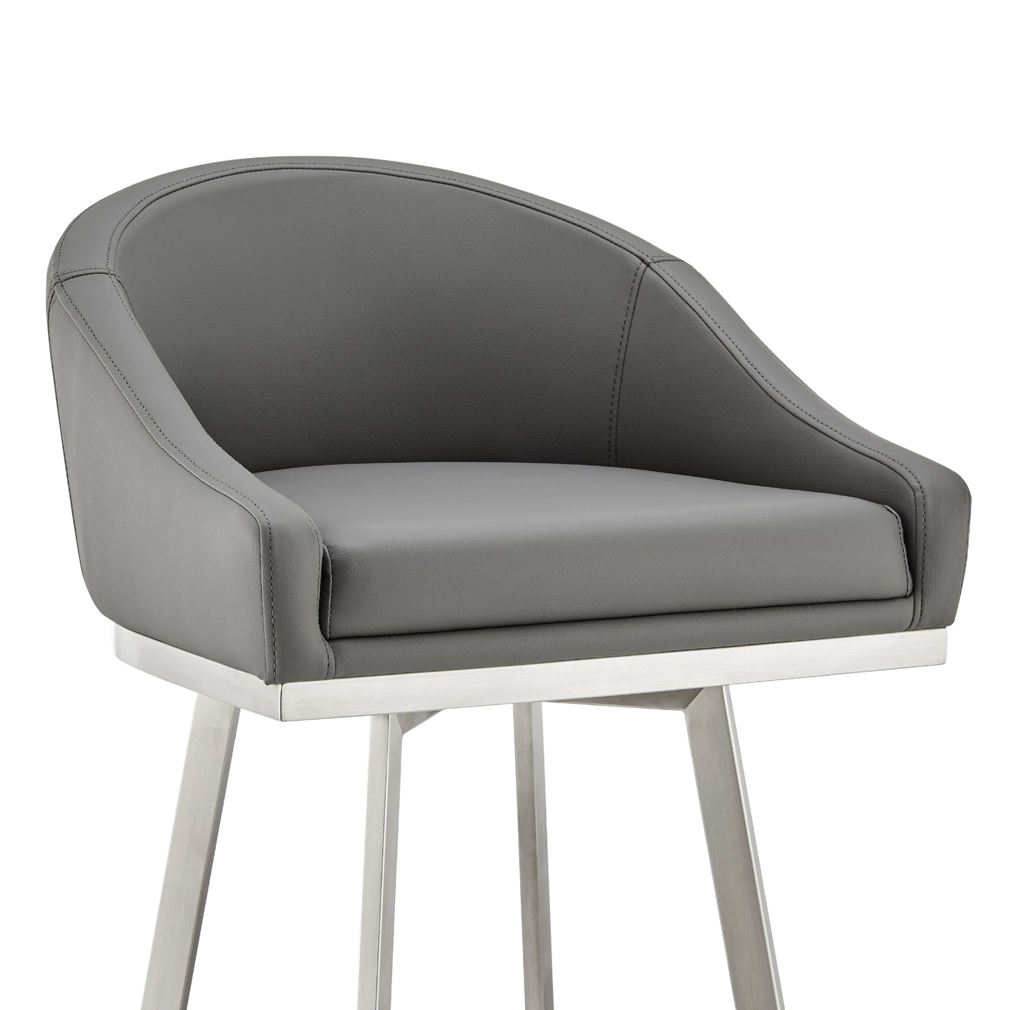 Eleanor Swivel Stool in Brushed Stainless Steel and Faux Leather Options
