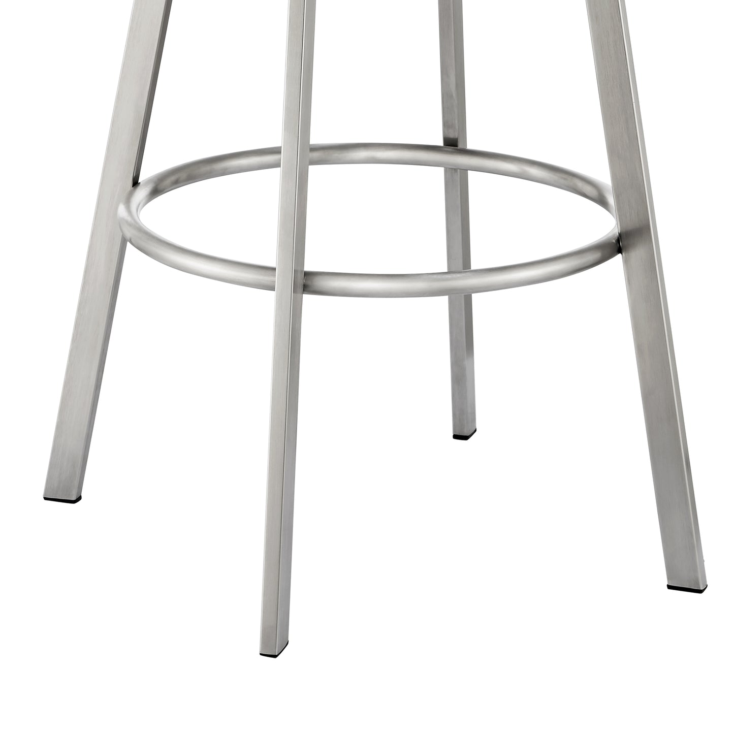 Eleanor 30" Swivel Bar Stool in Brushed Stainless Steel with Gray Faux Leather