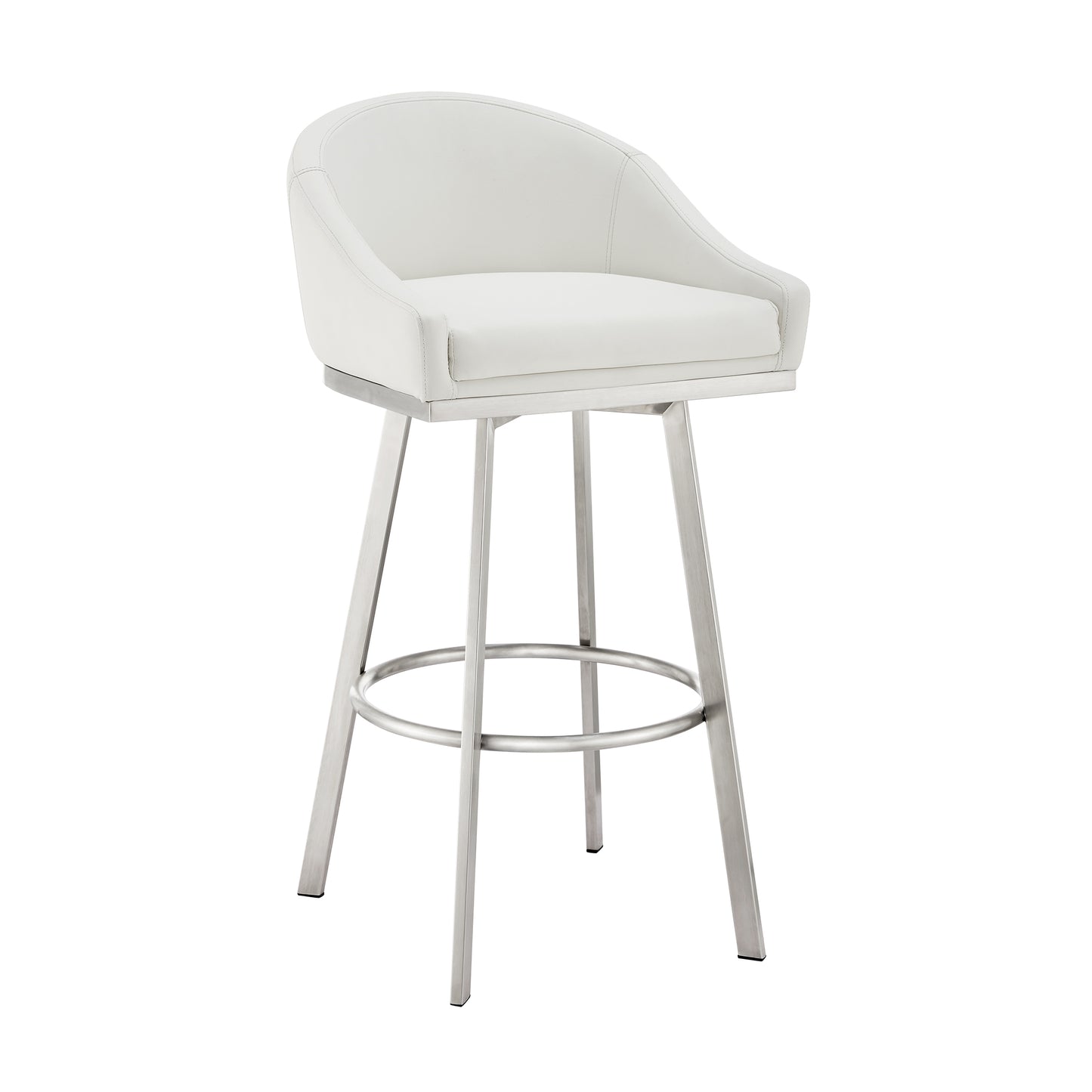 Eleanor Swivel Stool in Brushed Stainless Steel and Faux Leather Options