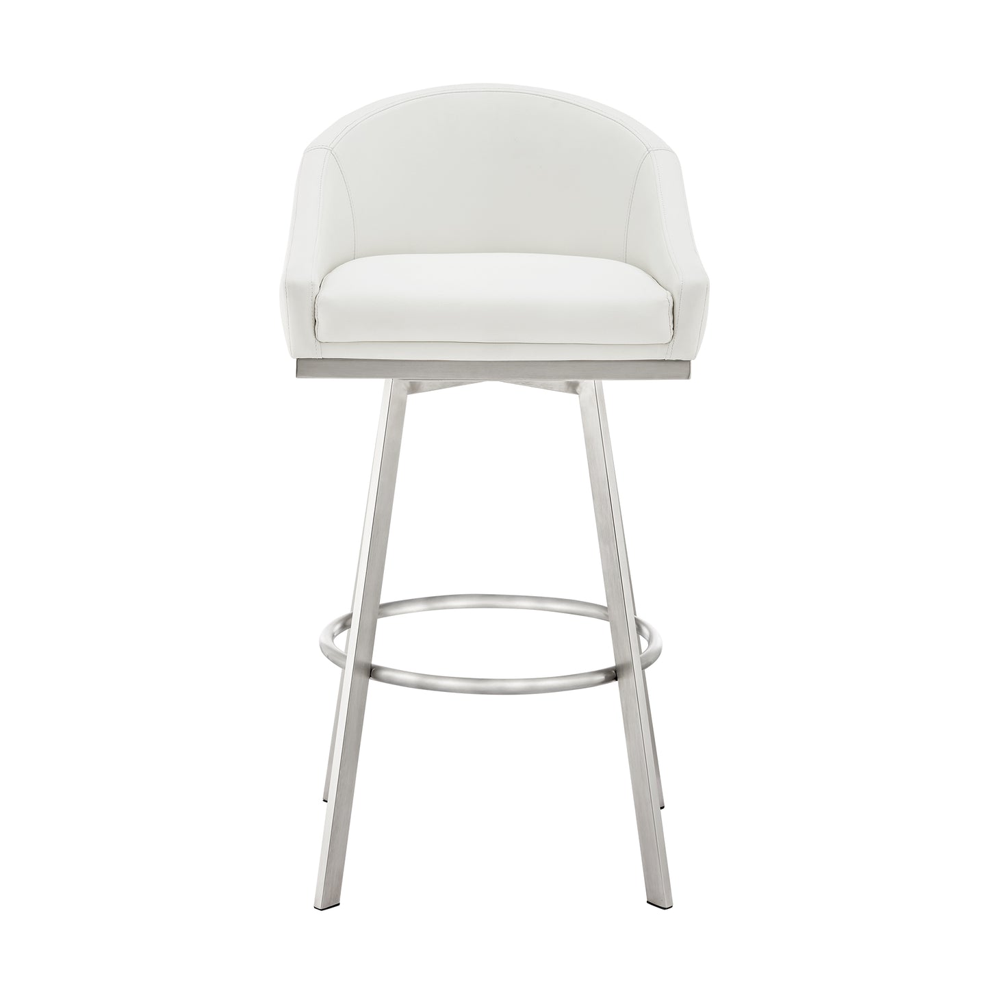 Eleanor Swivel Stool in Brushed Stainless Steel and Faux Leather Options