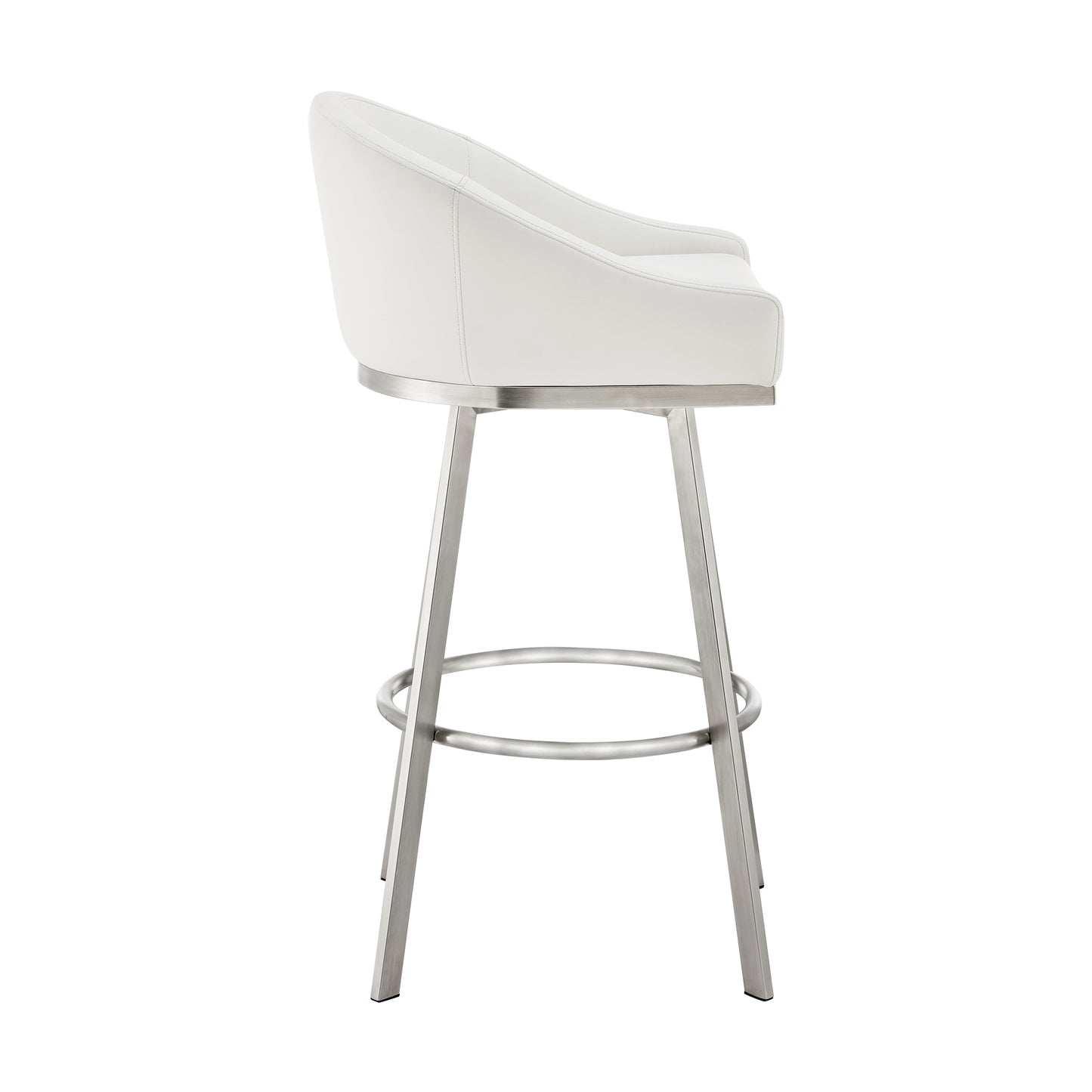 Eleanor Swivel Stool in Brushed Stainless Steel and Faux Leather Options