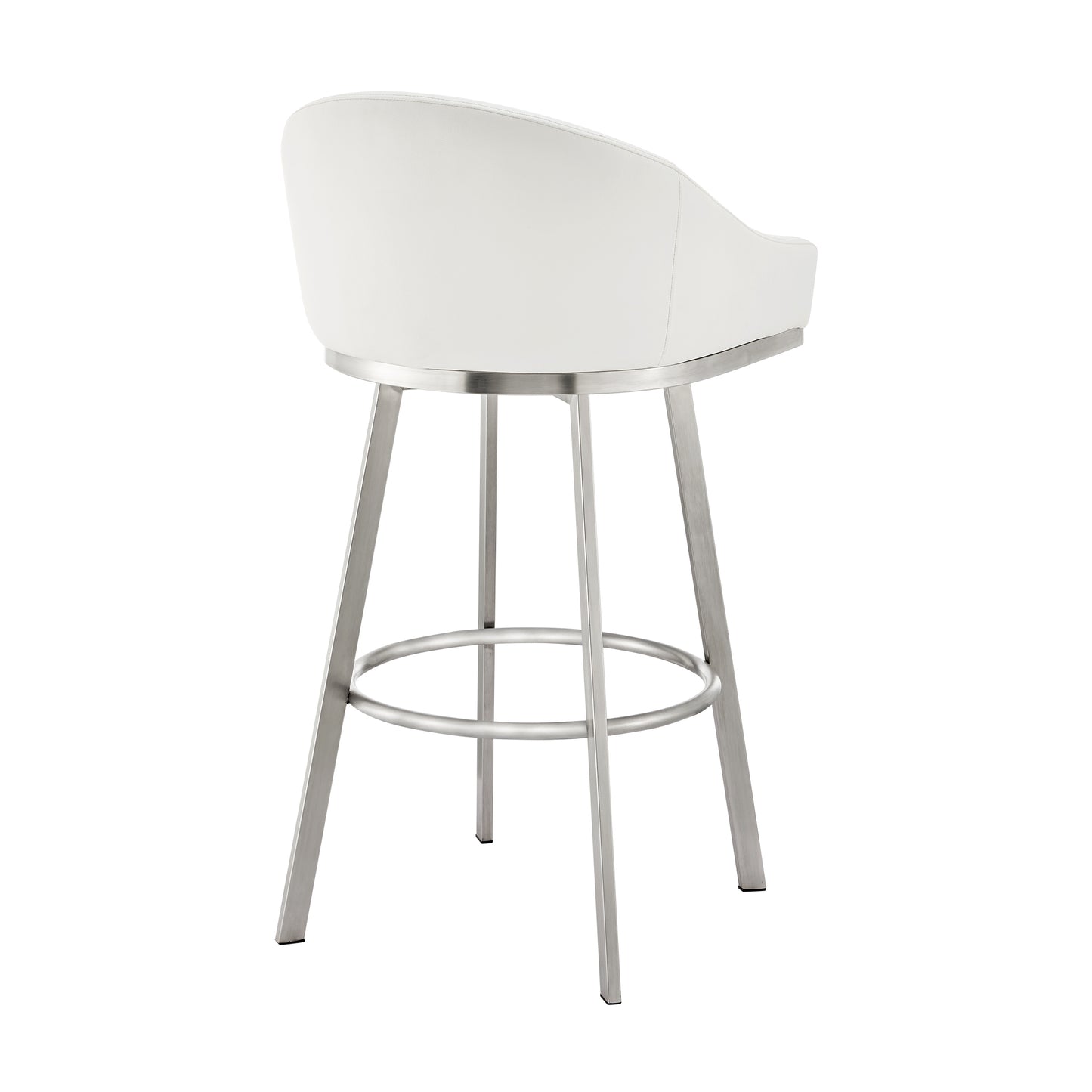 Eleanor Swivel Stool in Brushed Stainless Steel and Faux Leather Options