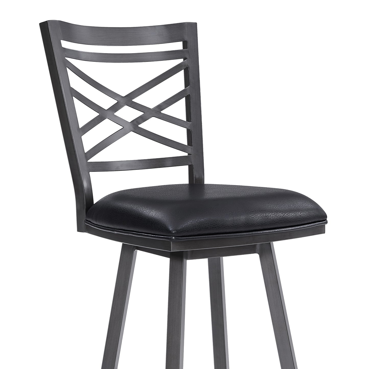 Fargo 26" Counter Height Metal Barstool in Mineral Finish with Black Faux Leather