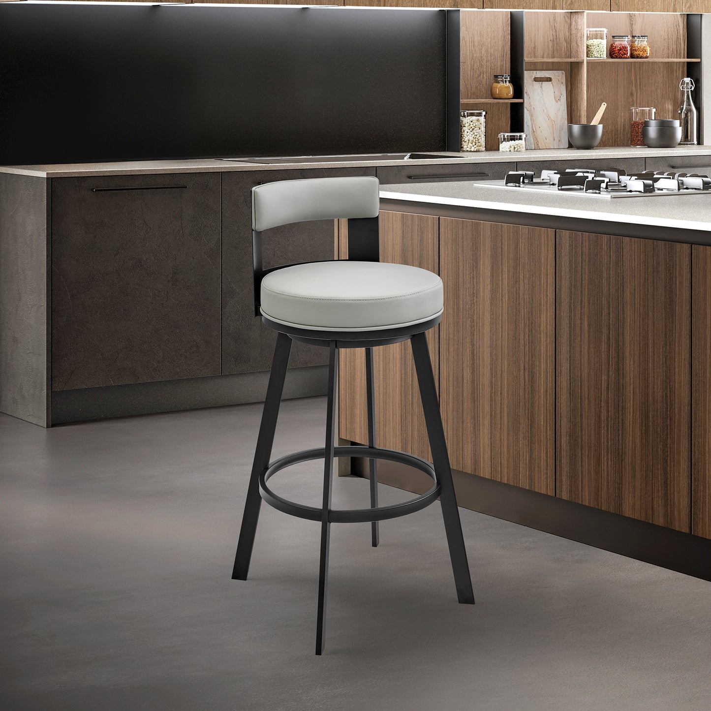 Flynn Swivel Counter and Bar Stool in Various Finishes and Faux Leather Options