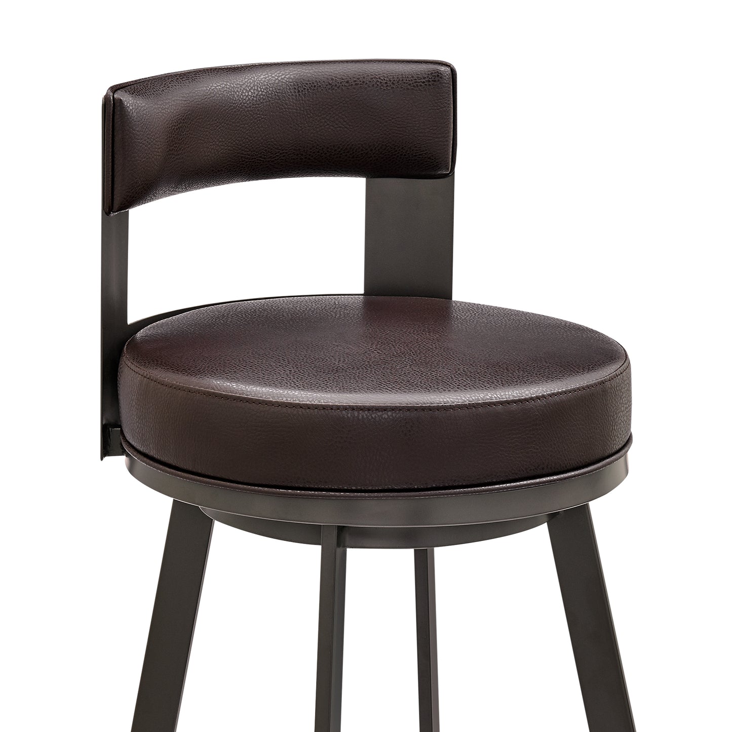 Flynn 30" Swivel Bar Stool in Brown Metal with Brown Faux Leather