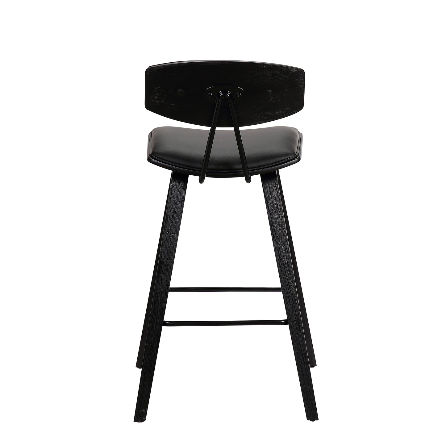 Fox Mid-Century Modern Bar Stool - Counter and Bar Height, Faux Leather and Wood