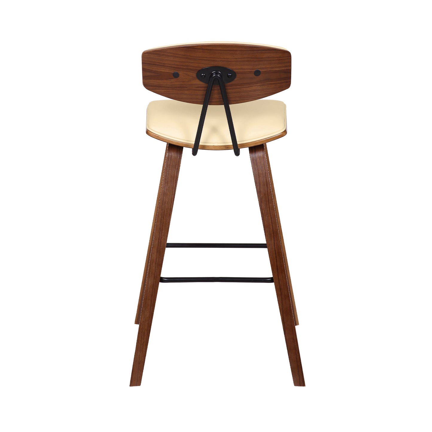 Fox Mid-Century Modern Bar Stool - Counter and Bar Height, Faux Leather and Wood