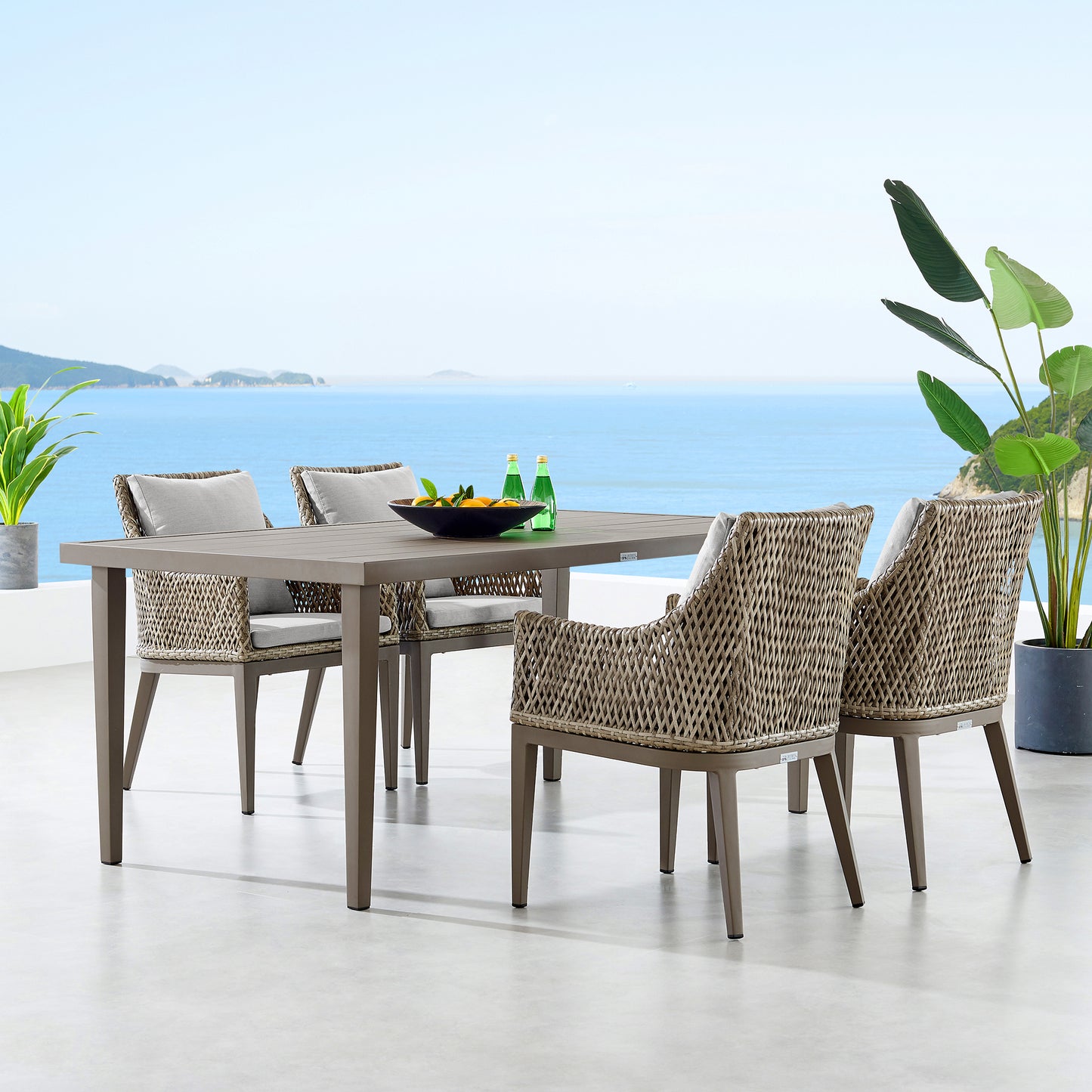 Grenada Outdoor Aluminum Gray Rectangle Dining Table