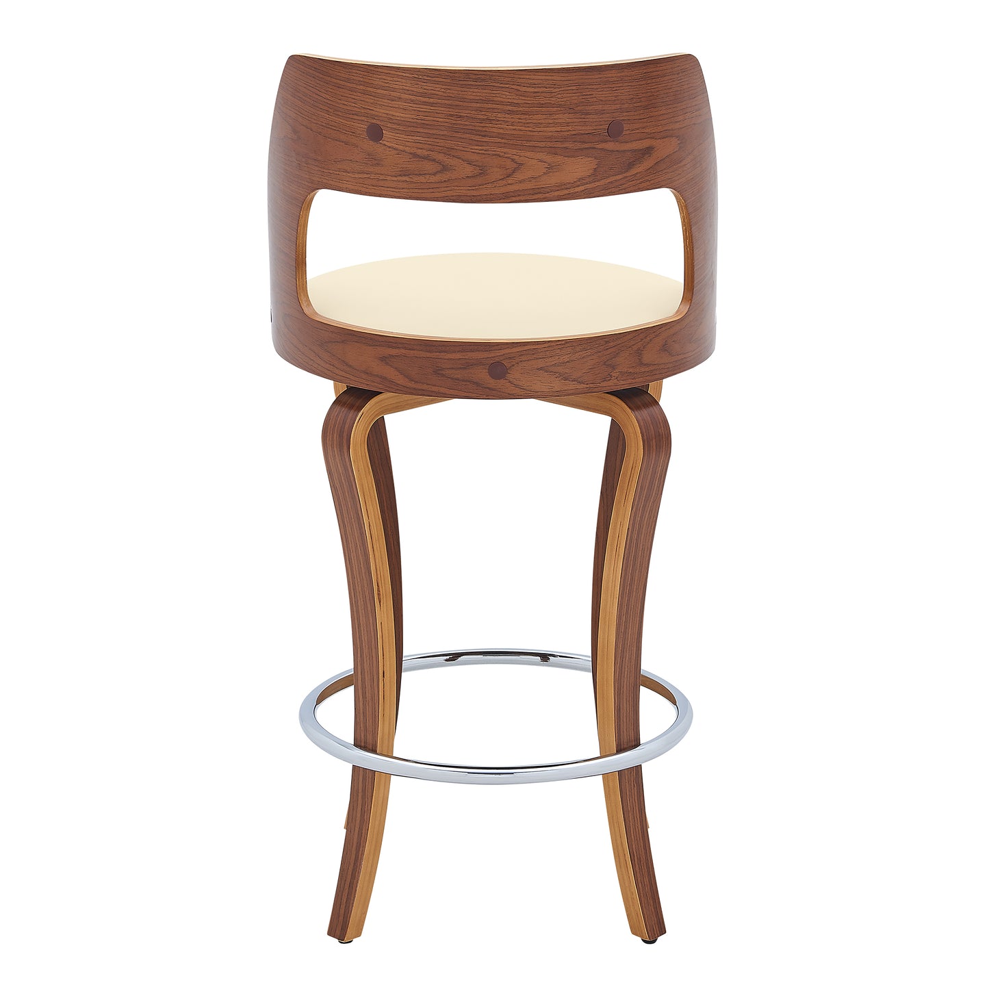 Grady Swivel Faux Leather and Walnut Wood Bar Stool