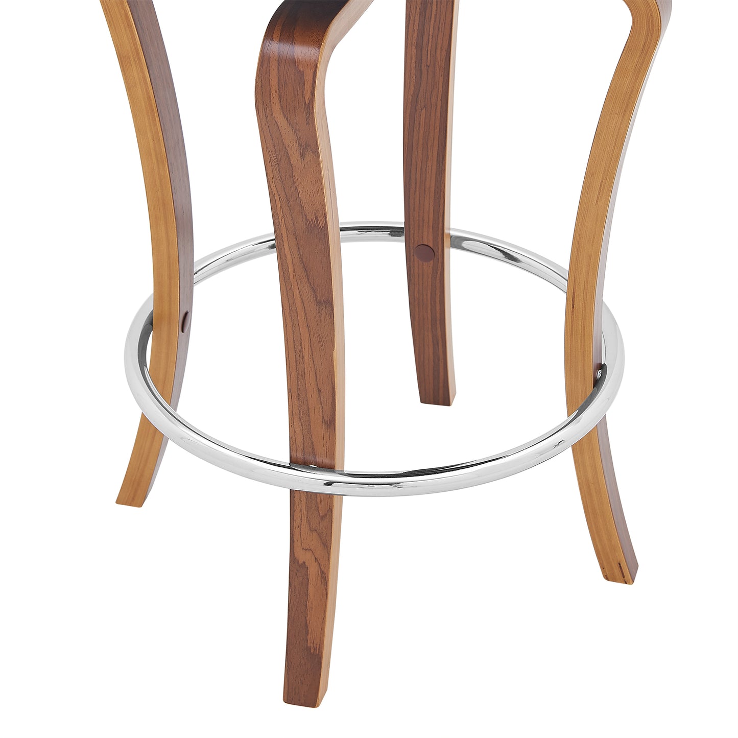 Grady Swivel Faux Leather and Walnut Wood Bar Stool