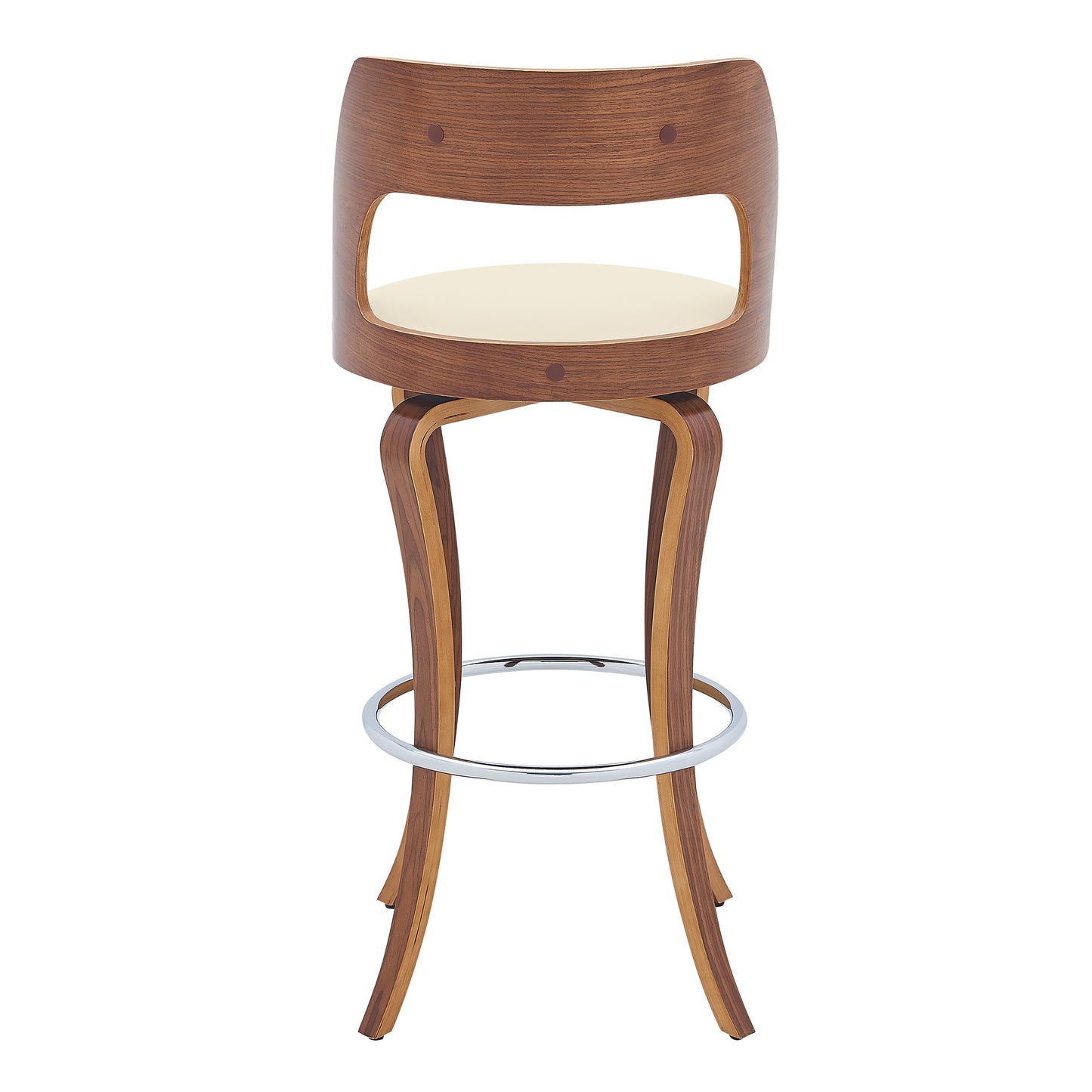 Grady Swivel Faux Leather and Walnut Wood Bar Stool