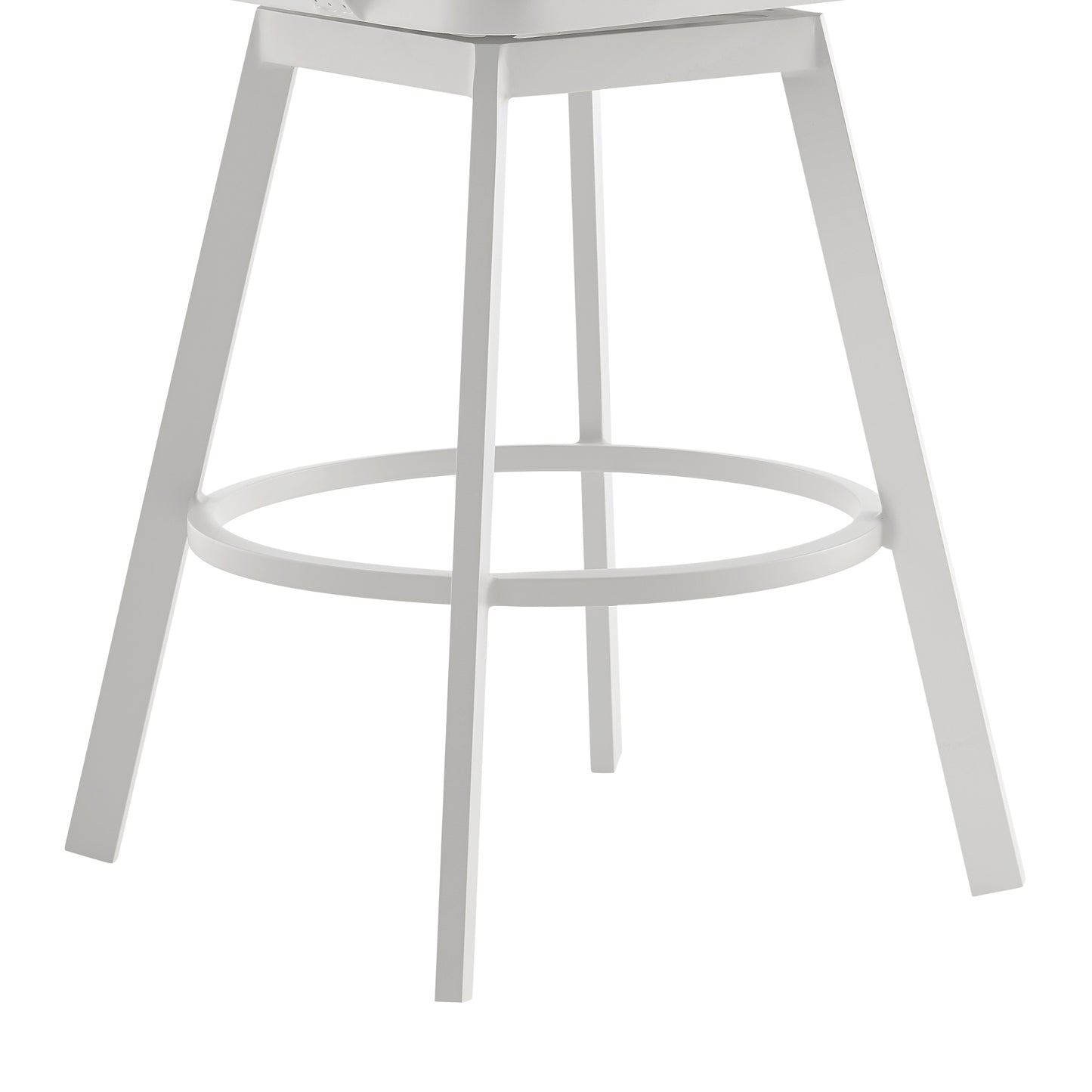 Hazel Outdoor Patio Swivel Counter Stool in Aluminum with Teak Wood and Argent Gray Cushions