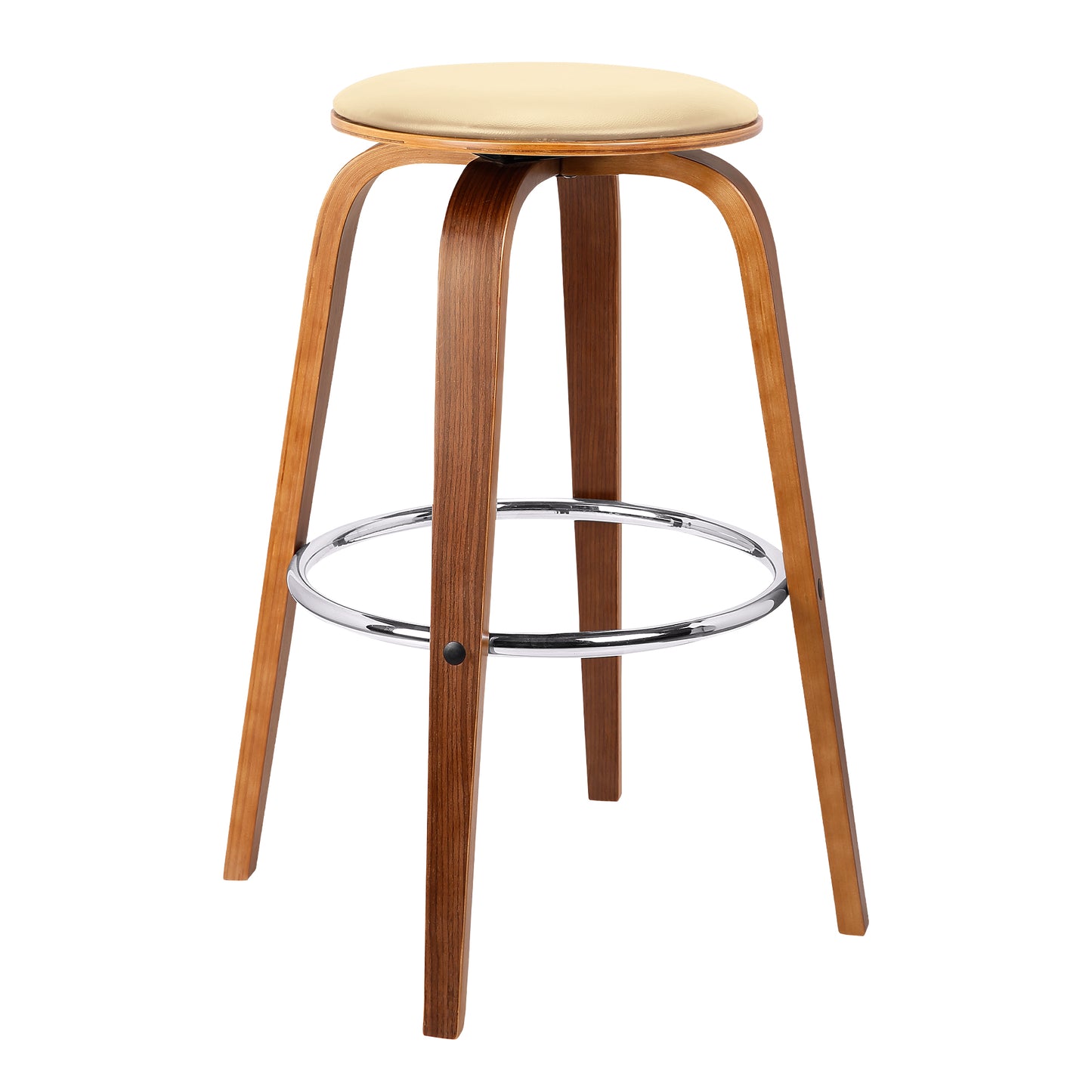 Harbor Backless Swivel Faux Leather Mid-Century Modern Bar Stool in Various Heights
