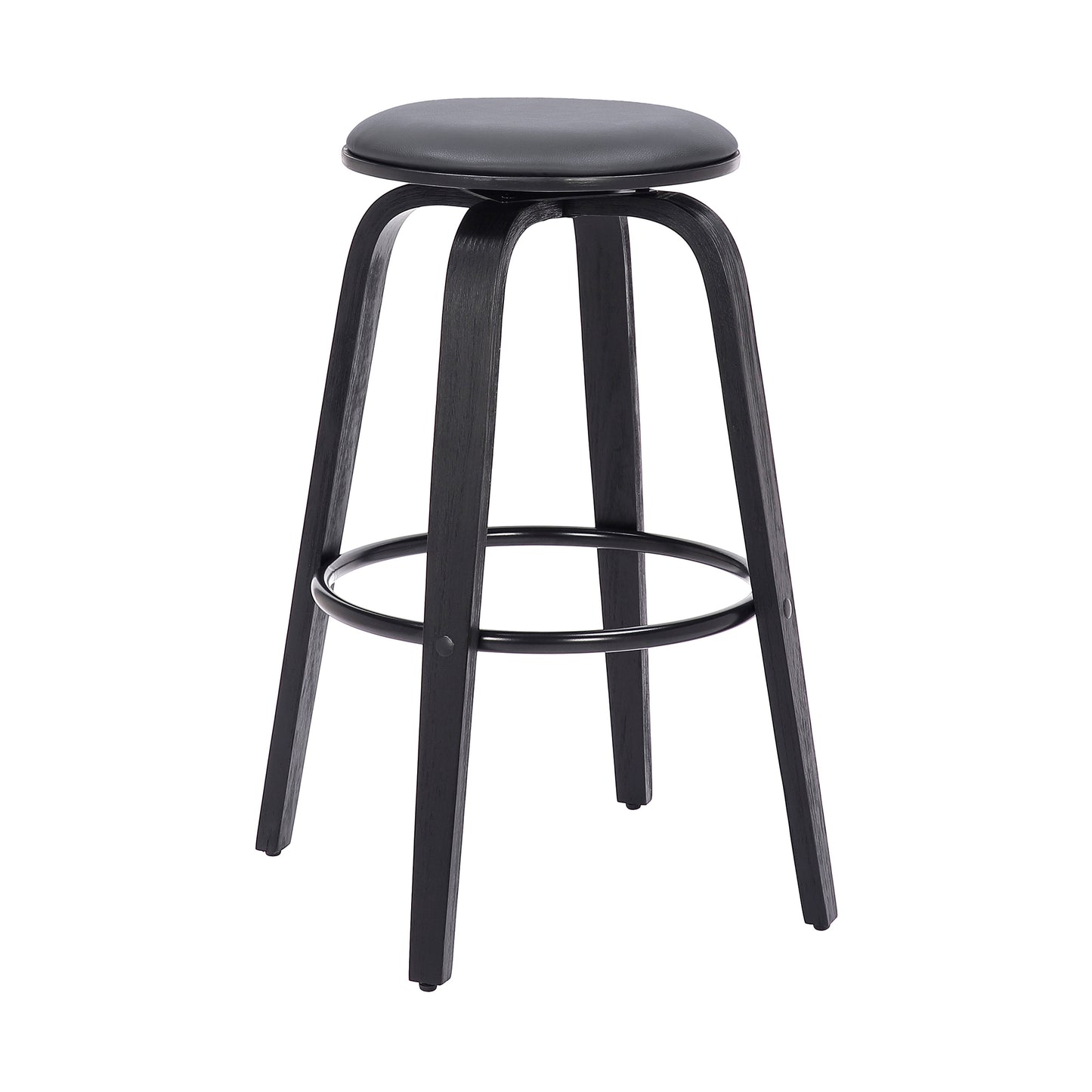 Harbor Backless Swivel Faux Leather Mid-Century Modern Bar Stool in Various Heights
