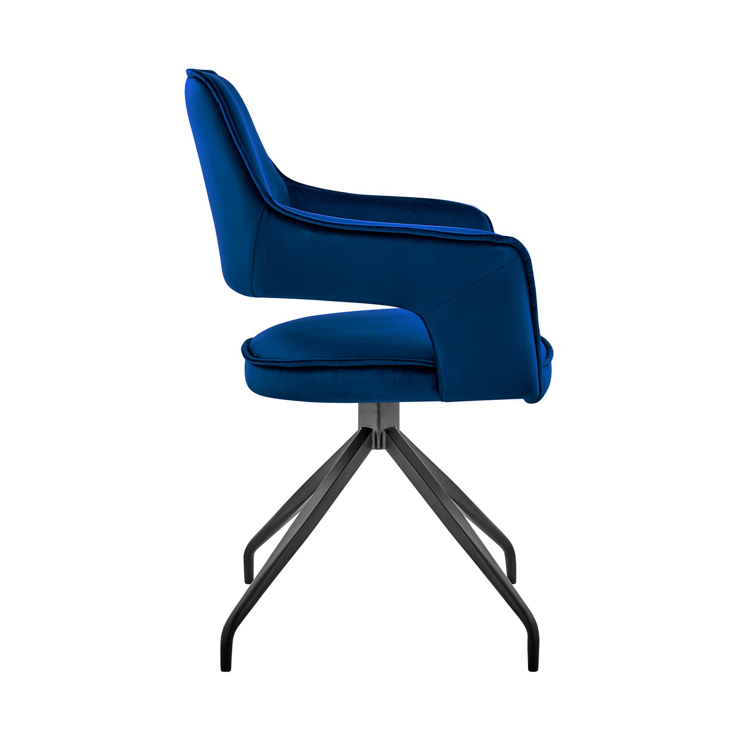 Hadley Dining Room Accent Chair in Blue Velvet with Black Finish