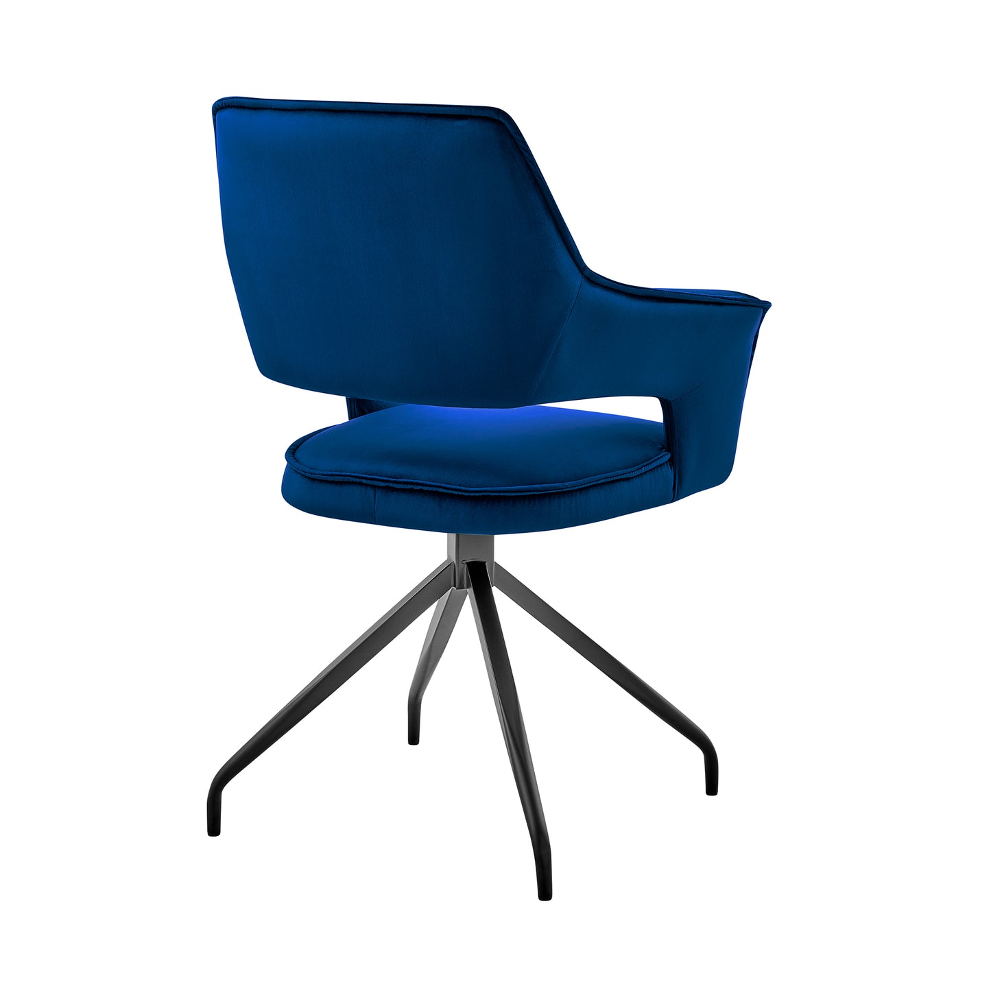 Hadley Dining Room Accent Chair in Blue Velvet with Black Finish